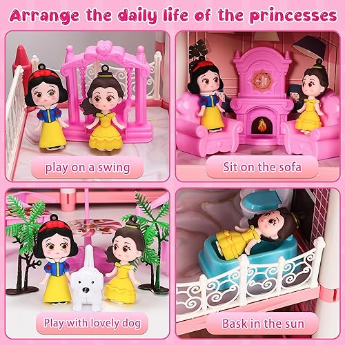 Miniatura 3 de Doll House Dream House for Girls 11 Rooms with 2 Princess Doll Figures, Pretend Play House with Accessories Gifts for Girls, Princess Dollhouse 2023