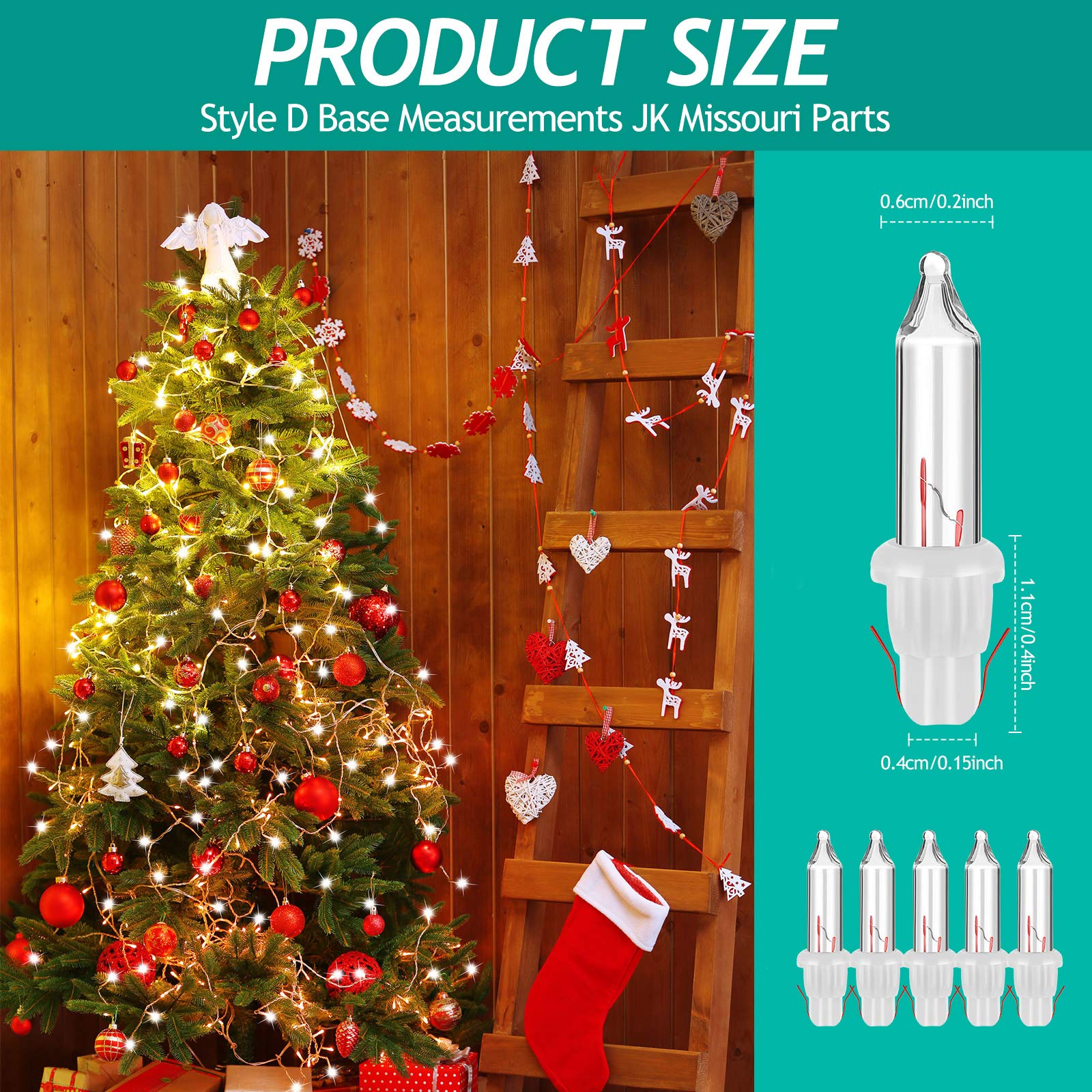 Mudder Christmas Clear Replacement Mini Light Bulbs Incandescent Light Bulbs 3.5 V Mini Glass Lights with White Base, 0.125 Ampere, 0.43 Watt (100 Pieces)