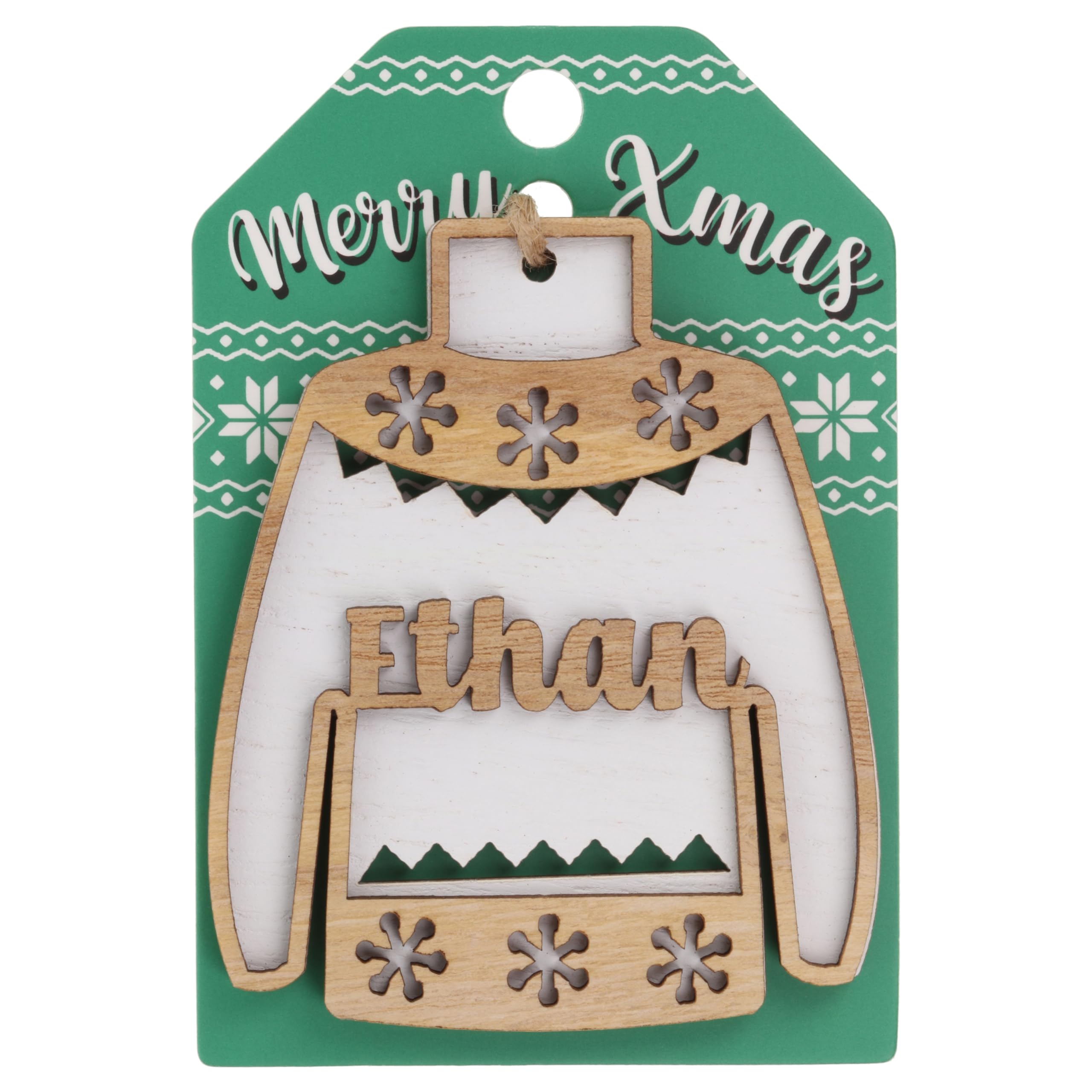 Stands Out, Supplying Outstanding Gifts Ethan Name Christmas Jumper Wooden Tree Decoration Personalised Bauble Xmas White