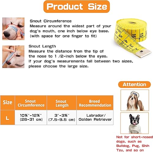 Miniatura 4 de Bozal para perros, para perros grandes, Golden Retriever L, bozal protector de cebo envenenado, transpirable, ajustable, malla suave, bozal para