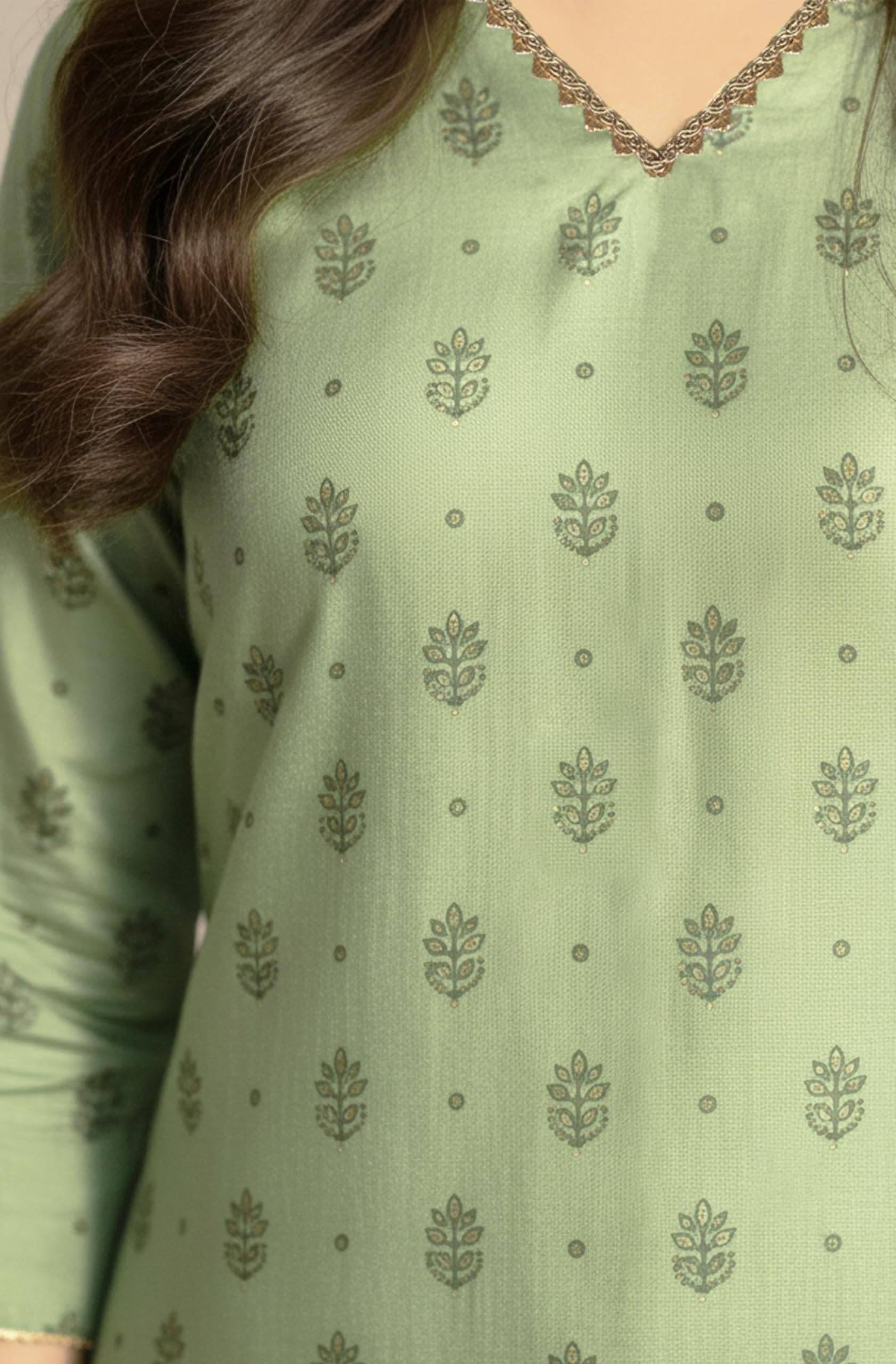 Janasya Women's Mint Green Silk Blend Foil Printed Straight Kurta product image 5
