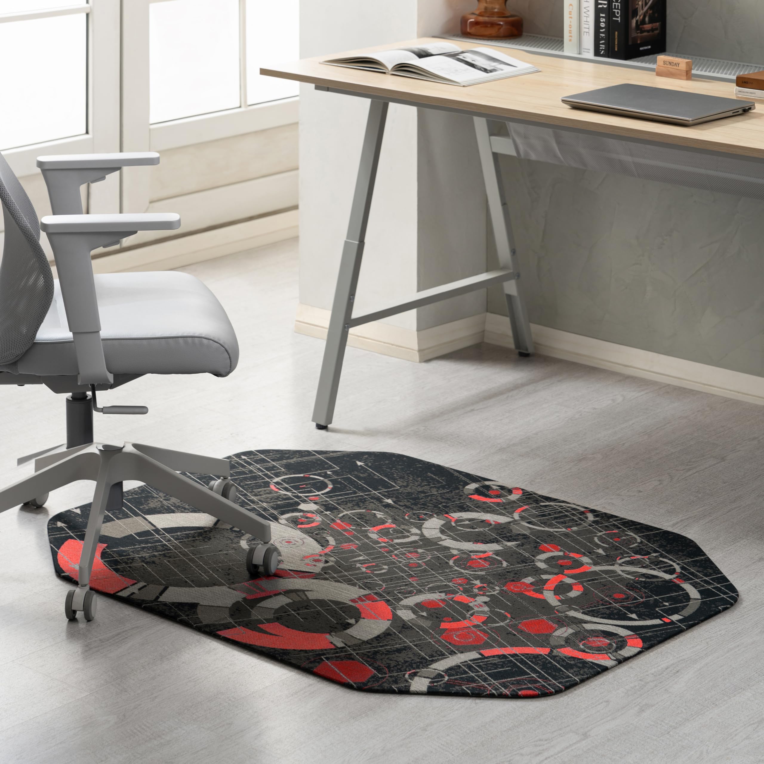 Anji Mountain Office Chair Mat for All Surfaces- Anti-Slip, Easy Rolling Office Desk Chairmat, Premium Hard Floor Protection Chairmat, Exclusively Designed for Home Offices, Refracted Red (36x48)