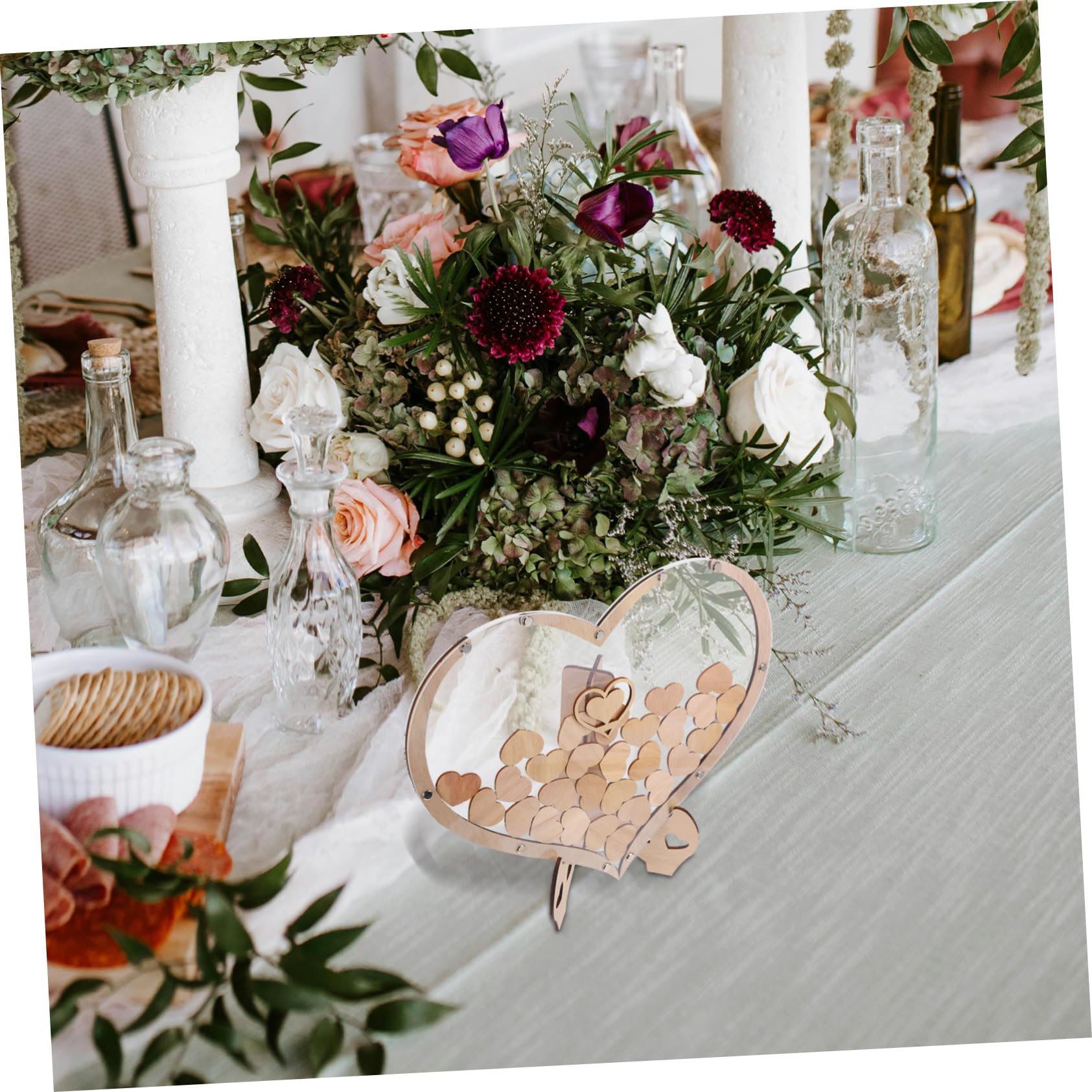 SOLUSTRE Visitas de Boda en Forma de Corazón de Madera, Decoración Creativa y Romántica para Ocasiones Obsequios Diseño Único y Ambiente Cálido