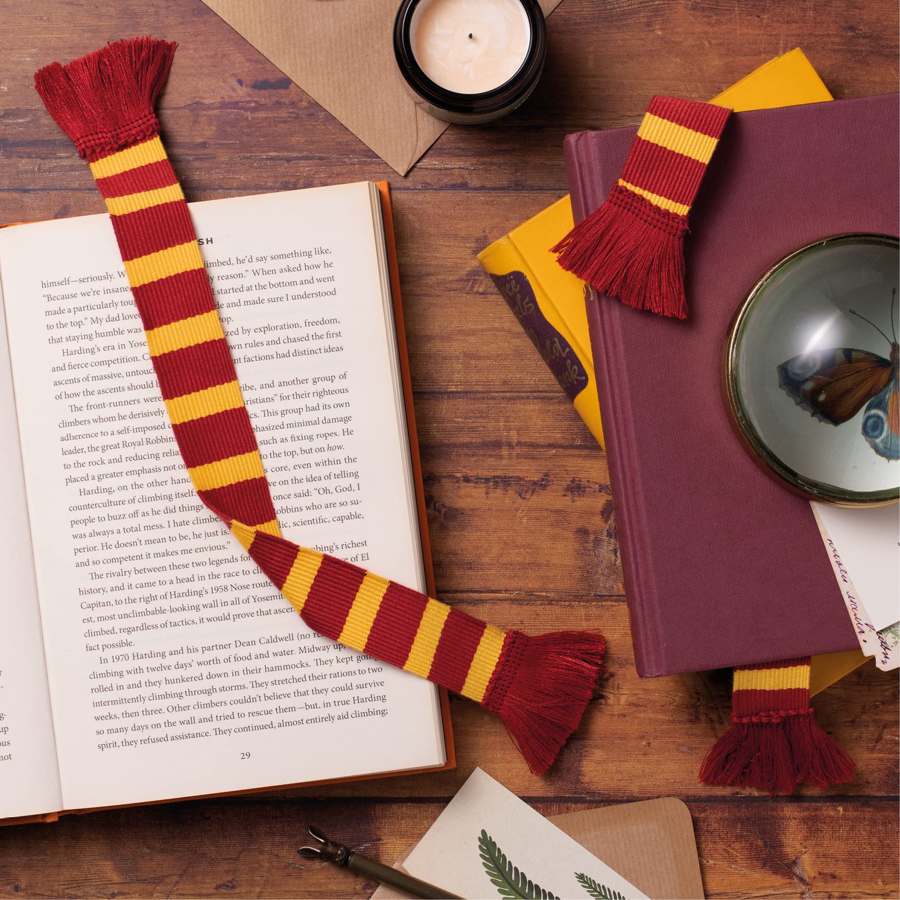 IF Burgundy & Yellow Bookmark - 38cm Woven Scarf with Fringe - Image 3