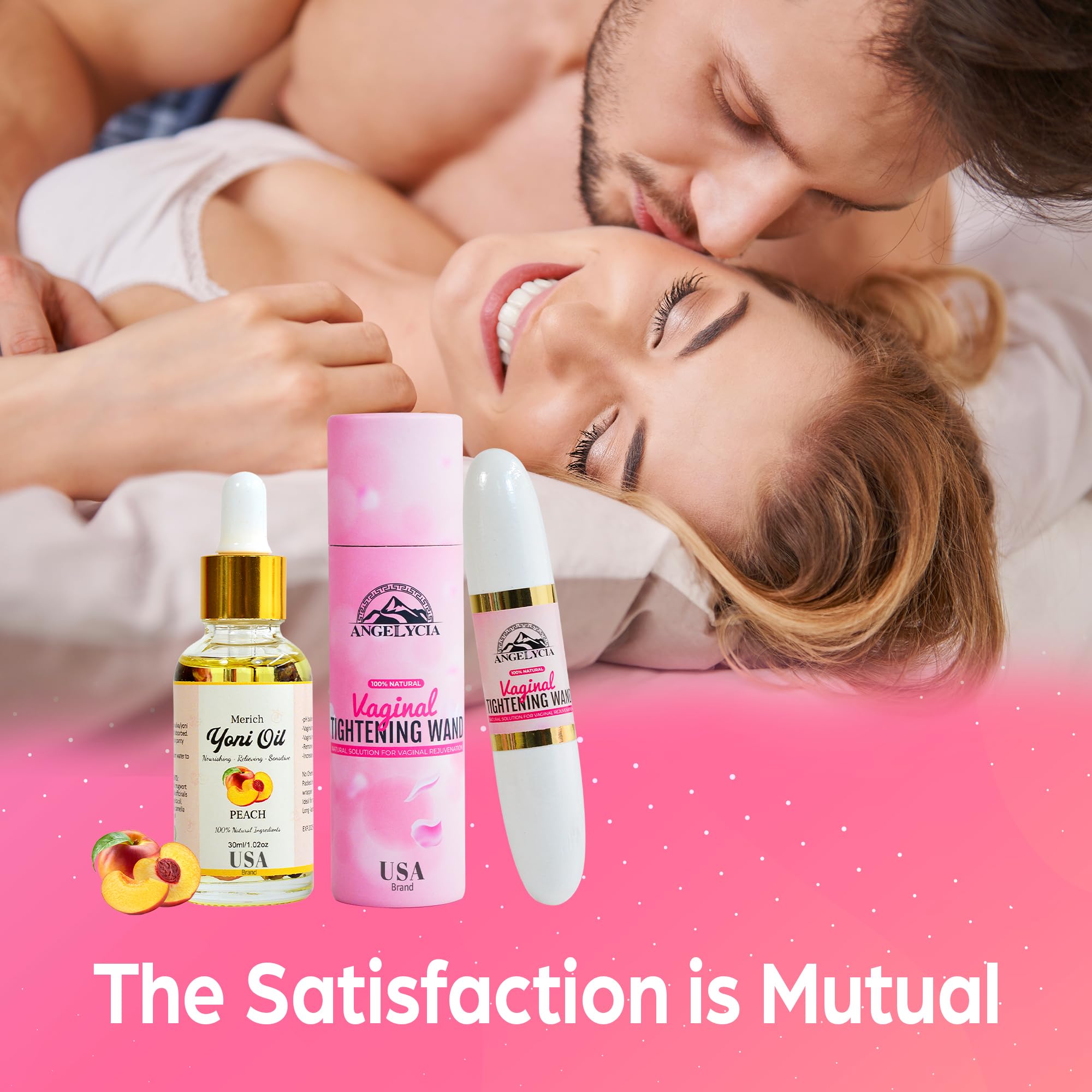 ANGELYCIA Ultimate Feminine Rejuvenation Combo, Virginity Wand and Feminine Yoni Detox Oil Peach, Vaginal Tightening Solution, Restores pH Balance for Women