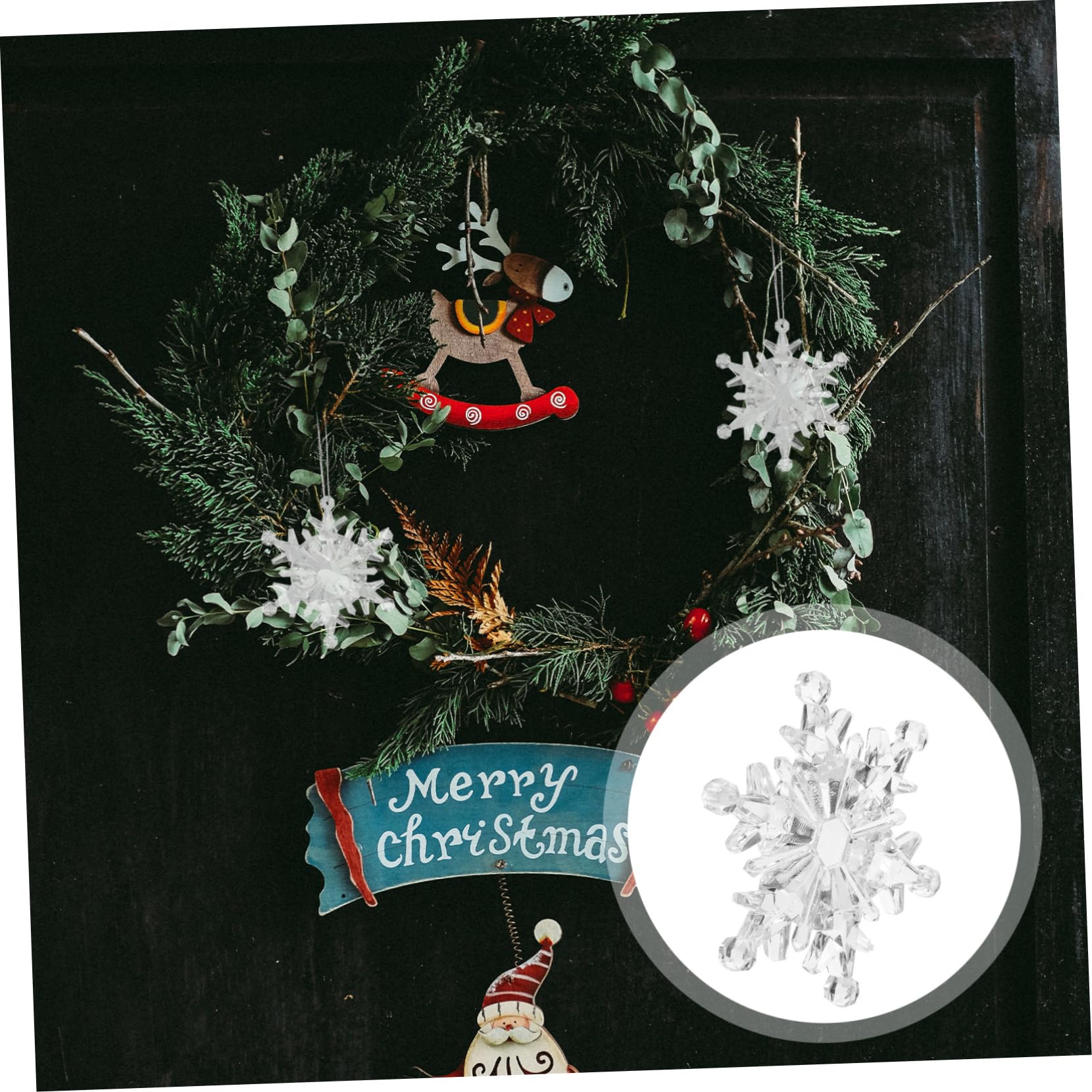 50 Stück Acryl Weihnachts Hängeschneeflocken Dekoration Silberne Schneeflockenanhänger für Fenster und Wand Zarte und Schöne Weihnachts Deko für Familien
