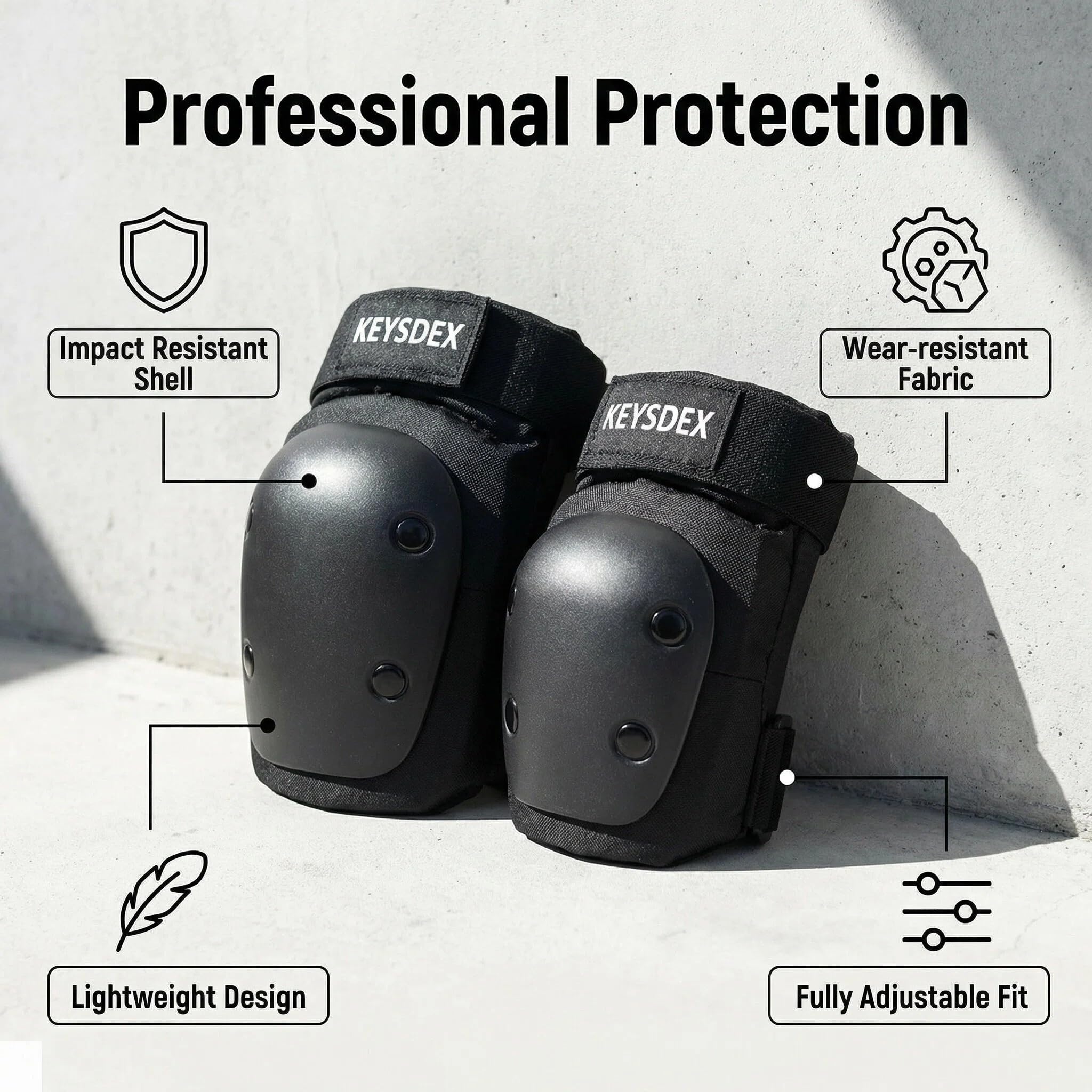 Adult/Kids 6 in 1 Protective Gear Set, Breathable Comfortable PP Shell EVA Cushion Knee Elbow Wrist Pads, Adjustable Fit for Skateboarding Cycling Roller Skating Skiing Snowboarding BMX Bike