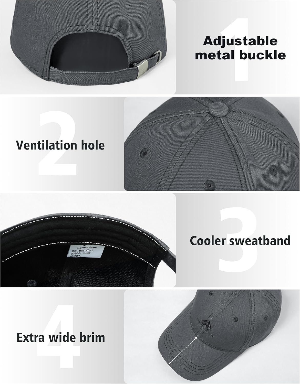 Pioneer Camp Unisex Baseball Cap for Men Women Golf Hats Classic Adjustable Low Profile Cotton Dad Hat Polo Trucker