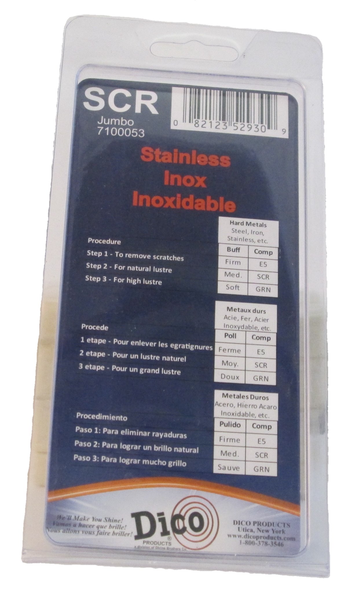 Dico Stainless (Scr-J) Clampacked Buffing Compound, Jumbo Size, Gray