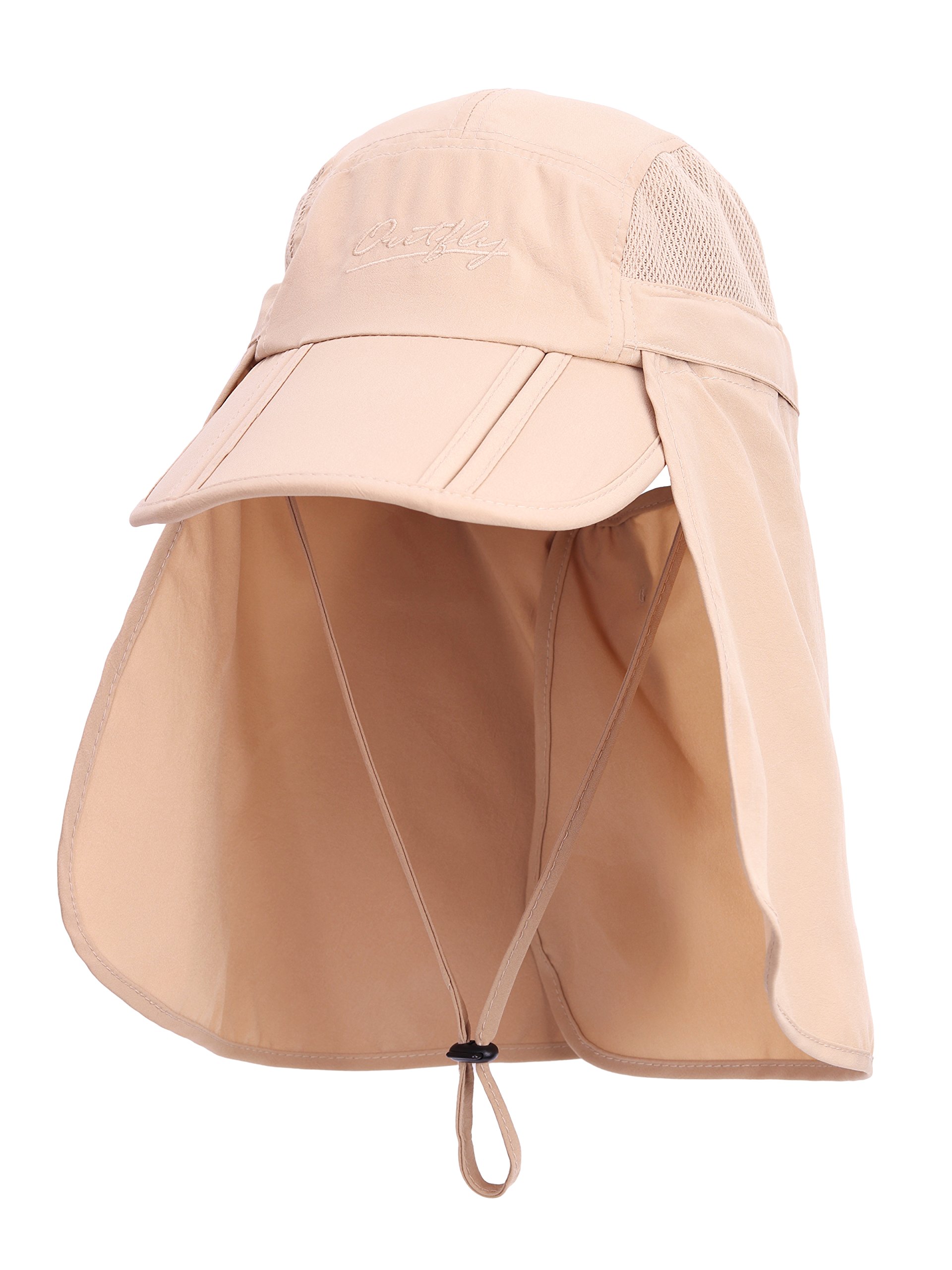 Unisex Safari Cap z bardzo długą ochroną karku, ochrona przed promieniowaniem UV, składana czapka baseballowa na kemping, do aktywności na świeżym powietrzu, dla obwodu głowy 50-54 56-60