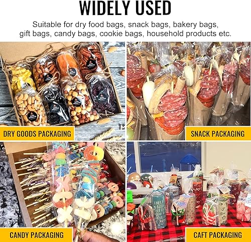 Miniatura 6 de MORIDA 200 bolsas de celofán de 5 x 7 pulgadas, bolsas de celofán transparentes, bolsas de regalo para tartas, bolsas de caramelos, bolsas de