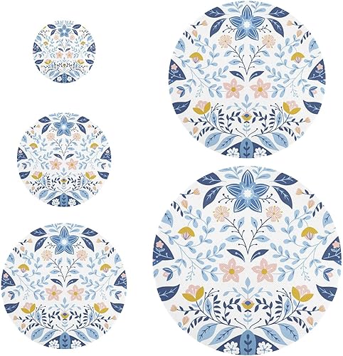 Miniatura 3 de Fundas elásticas reutilizables para tazones, 5 piezas, flores populares y polillas para almacenamiento de alimentos, cubiertas elásticas, cubiertas