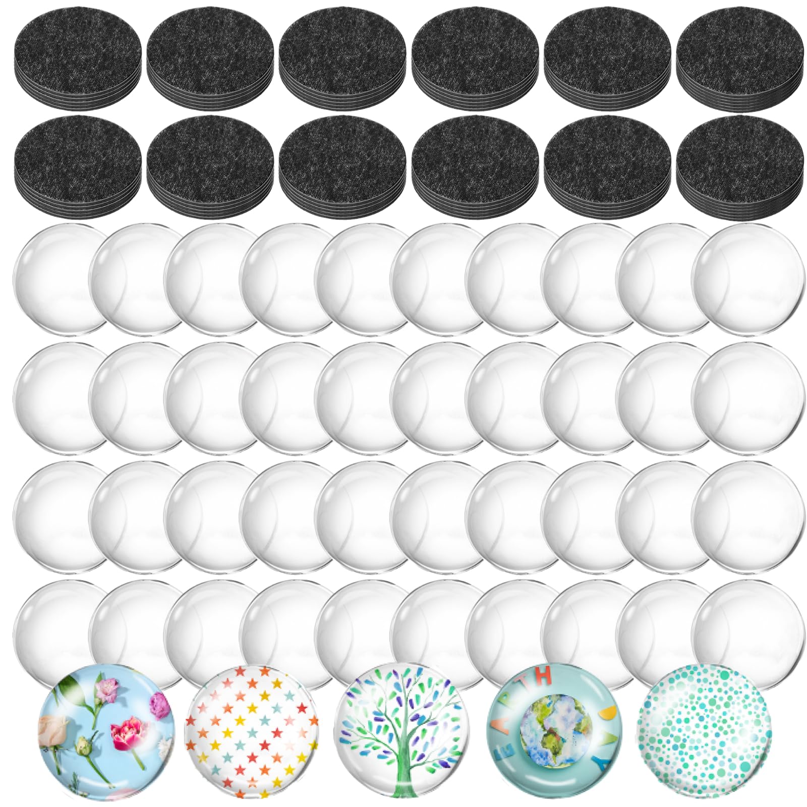 Generic 100Pcs Craft Magnets Glass Ceramic Ferrite Magnet with Adhesive Backing and Transparent Clear Glass Cabochons for DIY Craft Fridge Refrigerator Magnets (50 Sets,1nch) - Image 7