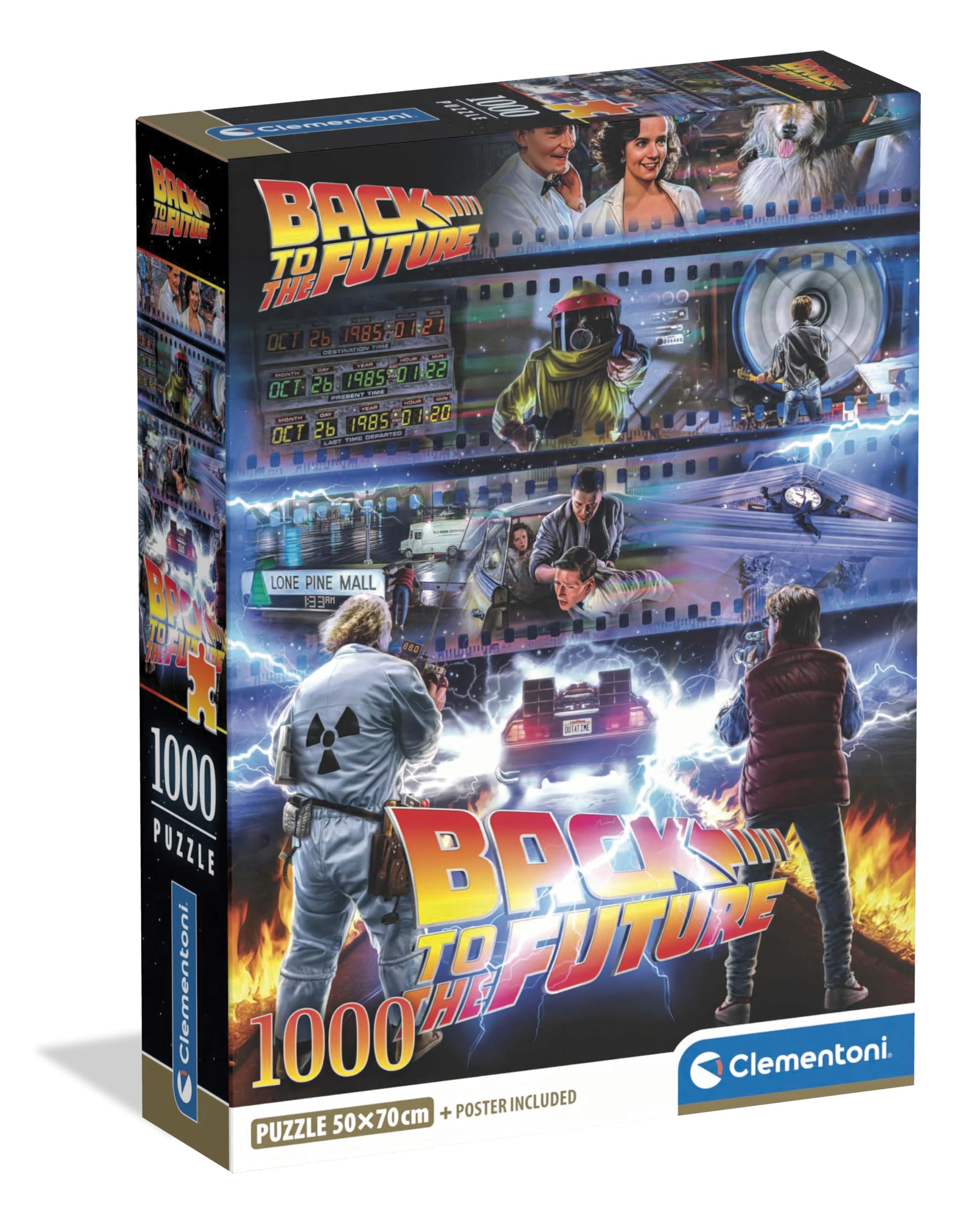 Clementoni Back to the Future 1000 Pieces Puzzle Compact Box for Teens and Young Adults Age 14+, Made in Italy, Screen Free Challenge That Boosts Focus and Problem Solving, Includes Poster, Fun Gift