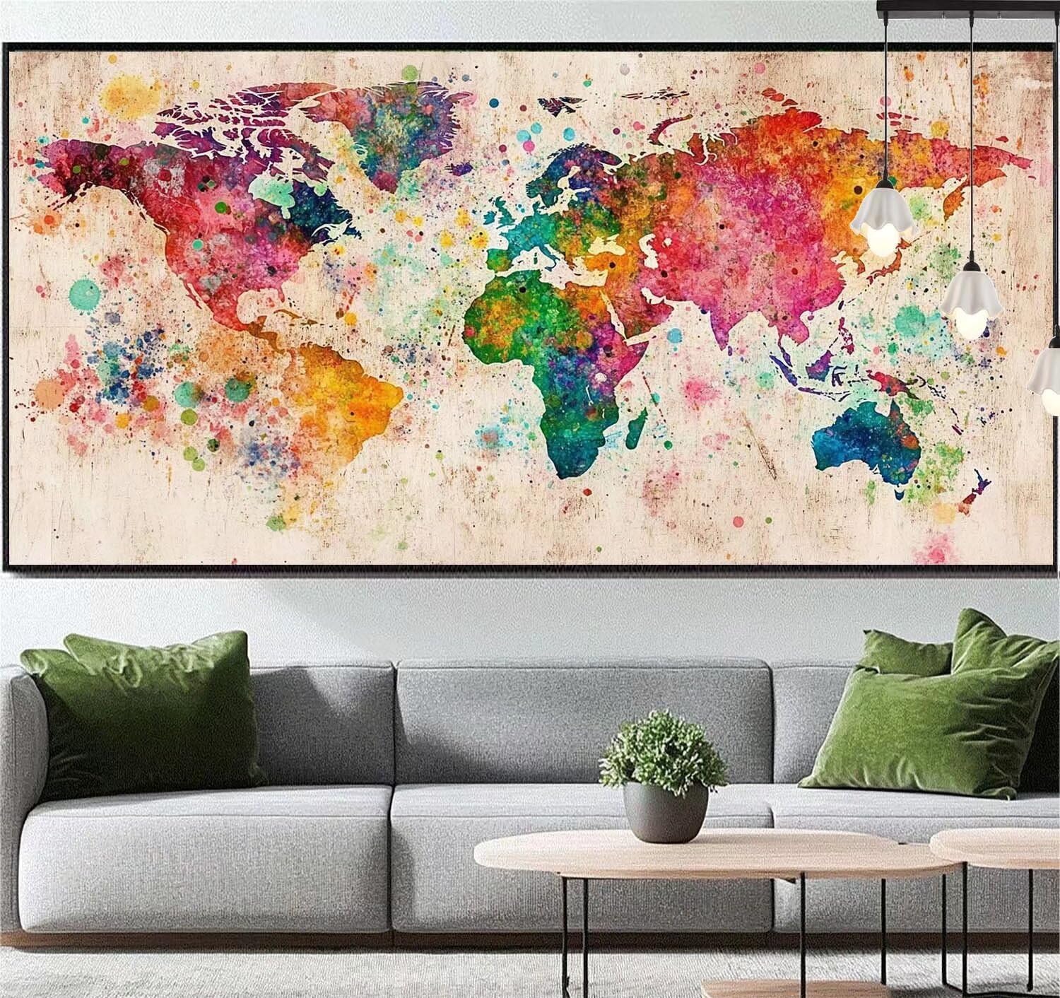 Kolorowa sztuka diamentowa, duże zestawy do malowania diamentami dla dorosłych, 119 x 61 cm, zestawy artystyczne 5D do samodzielnego malowania według numerów, mapa świata, pełne zestawy do haftowania