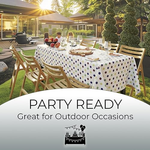 Miniatura 5 de Exquisite Mantel de plástico con lunares coloridos, paquete de 12 manteles rectangulares desechables de 54 x 108 pulgadas, manteles rectangulares de