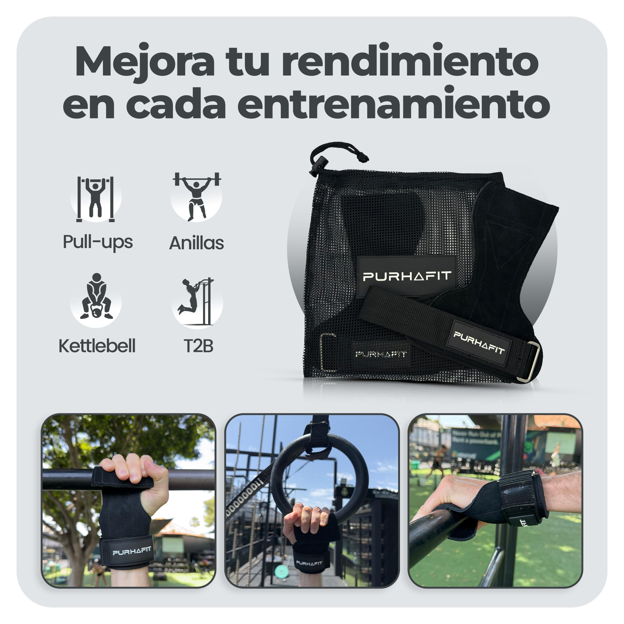 Calleras PurhaGrip | Calleras para Crossfit cómodas y Resistentes | Protección Superior y Ajuste anatómico para Mujer y Hombre en Entrenamientos de Fuerza y Alta Intensidad