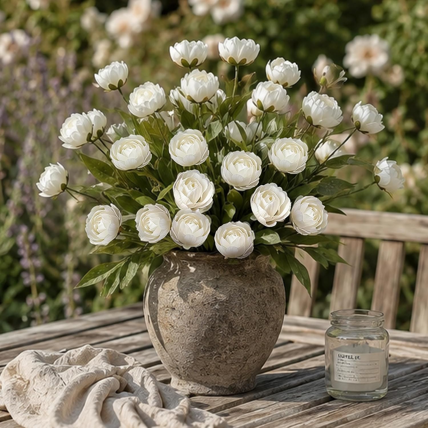8 Pcs Faux Peonies Artificial Flowers, 27" Long Stem Silk Fake Flowers for Vase, Artificial Peony Bouquet with 24 Bloom Heads for Wedding Centerpieces, Tall Vase Fillers, Home Decor