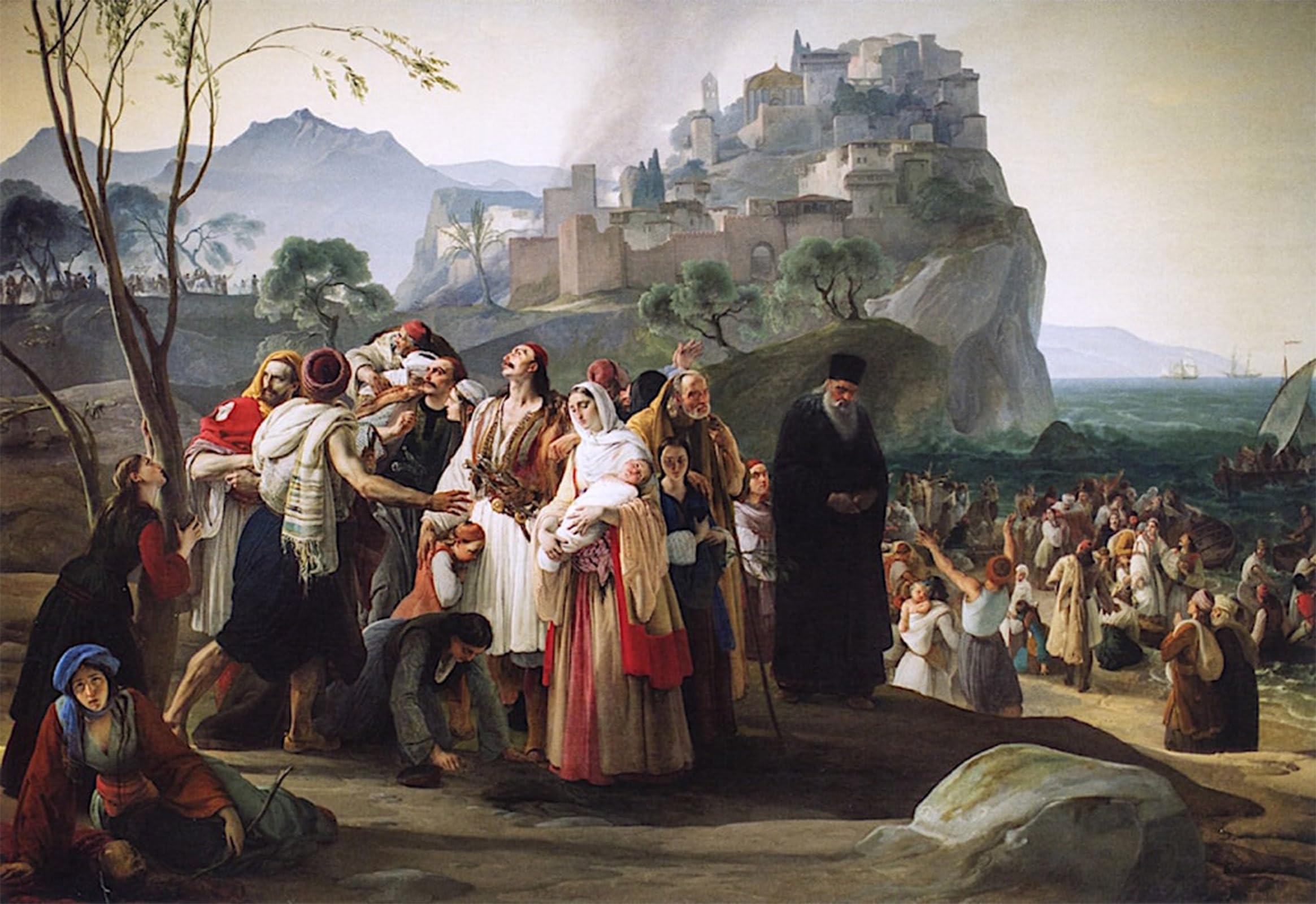 ARTXLXXBN Famous Art Print Poster Vintage Wall Art The Refugees of Parga Francesco Hayez Canvas Art Poster for Home Decor 60x90cm