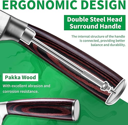 Miniatura 4 de FULLHI Juego de cuchillos de cocina de 14 piezas, cuchillos de chef con bloque y afilador, juego de cuchillos de cocina, mango multicolor, regalos