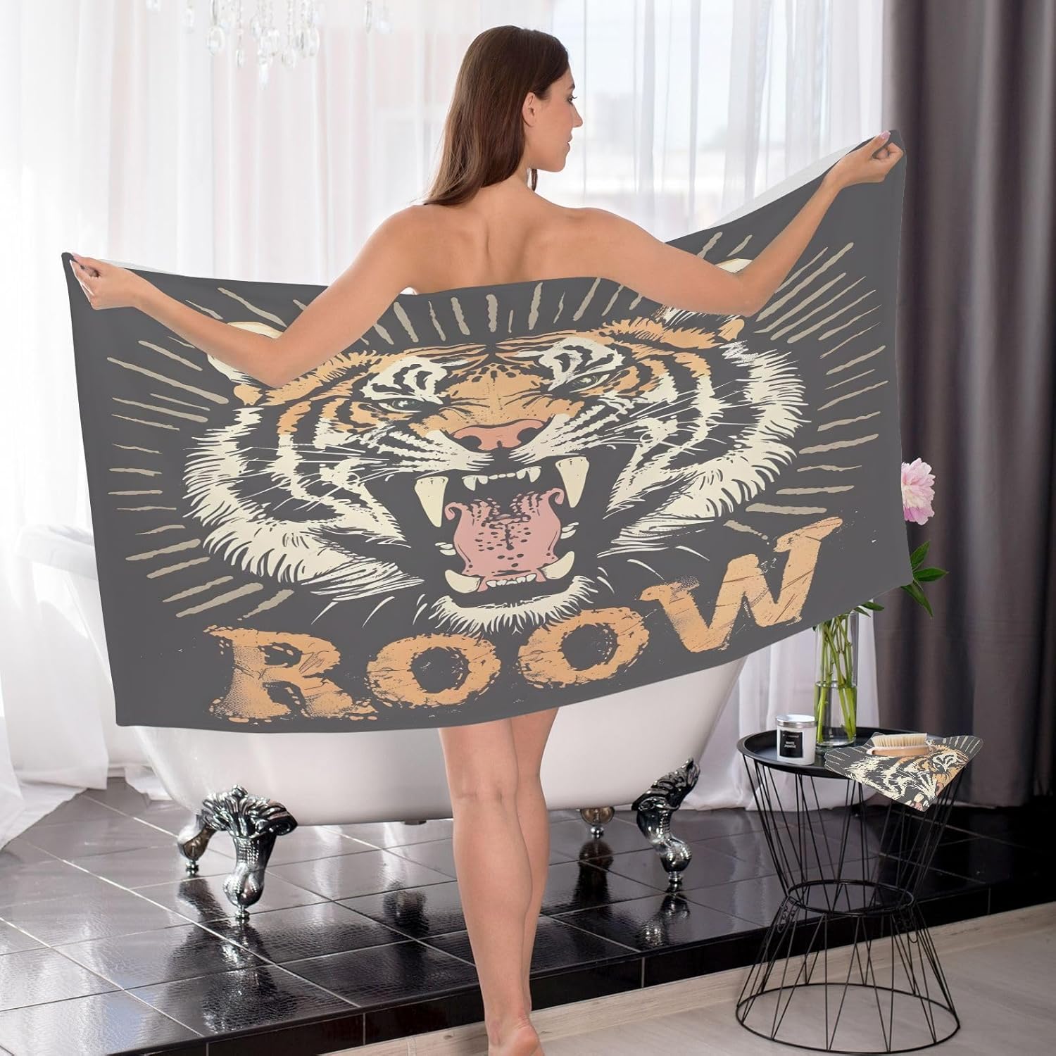 Hand Towels Premium Soft and Highly Absorbent Cute Tiger 2 Pcs Towels for Bathroom Set 100% Cotton Decorative Face Towels