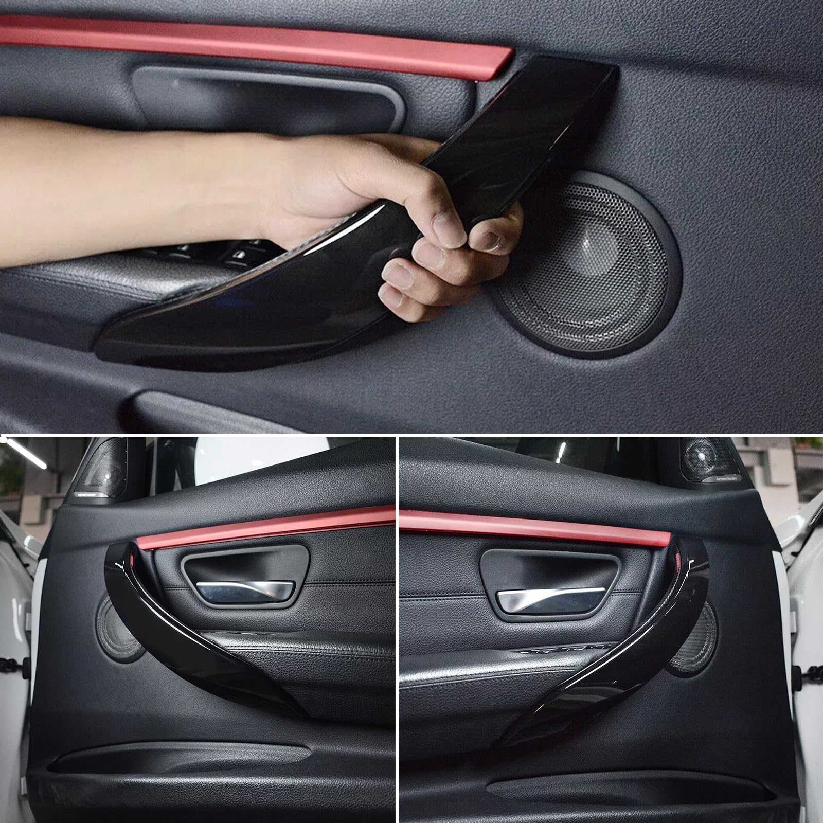 Rivestimento esterno per maniglia interna della portiera dell'auto, adatto per BMW F30 3GT F80 F31 F32 F36 12-19 (nero)
