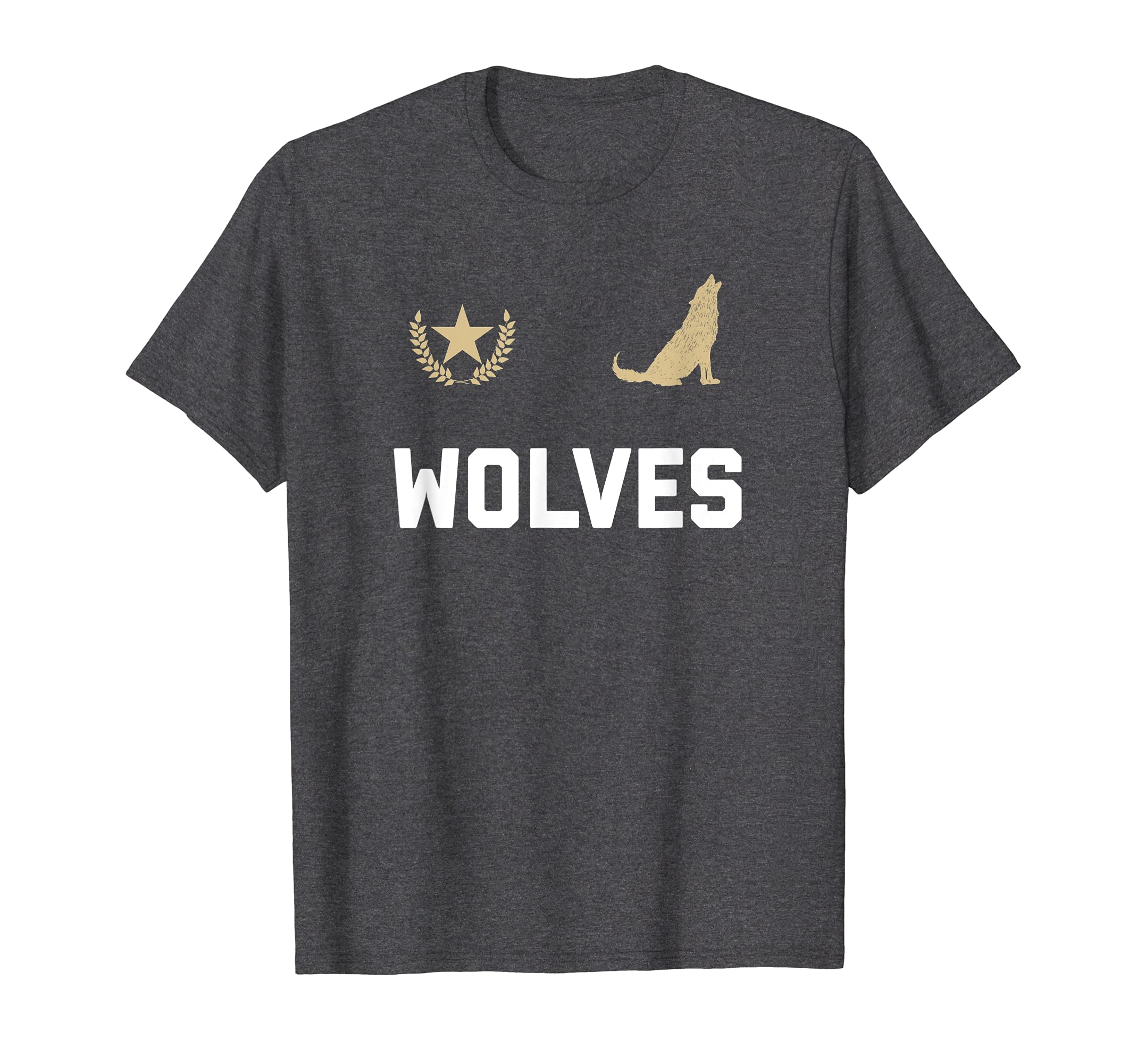 Vintage Wolves Jersey T-Shirt, Unisex-Adults, Unisex-Kids, Grey, Small, Short Sleeve, Classic Fit, Crew Neck, Retro Design