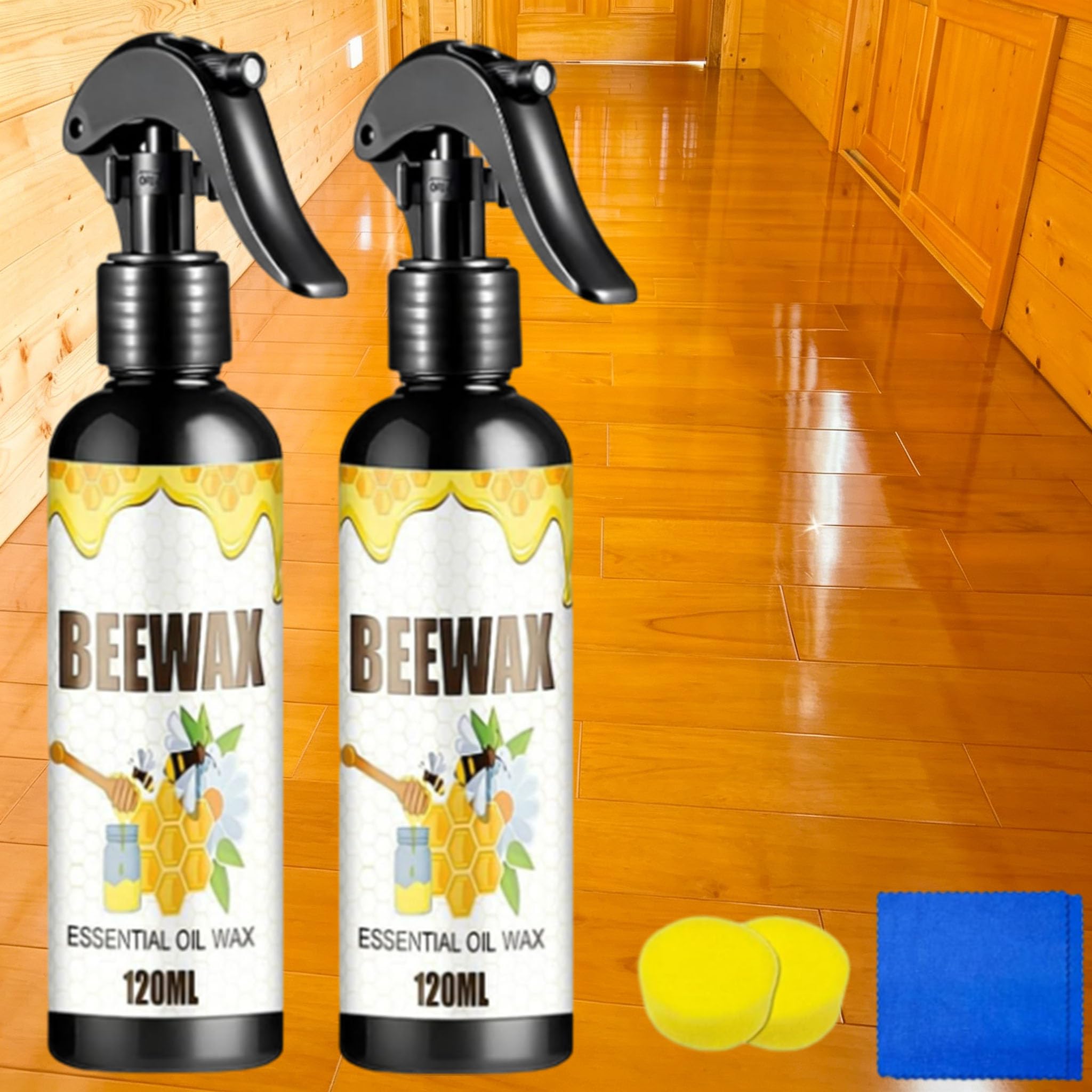Cera de Abejas Pulimento para Muebles de Madera,2026 Upgrade Multi-Purpose Beeswax Wood Polish for Living Rooms,Kitchens,Wood Furniture Floors (2PCS)