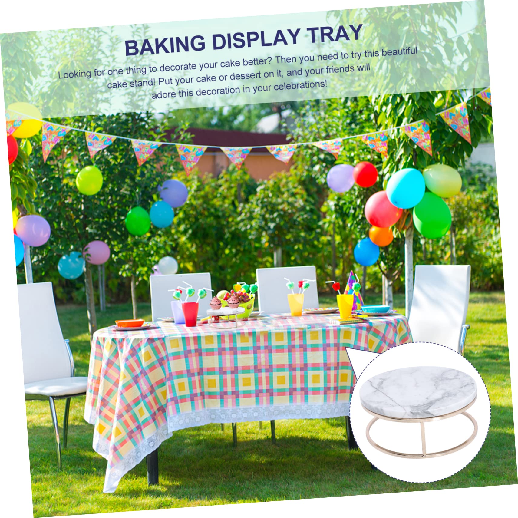 Cabilock Soporte Redondo de Mármol para Tartas, Postres y Fiestas | Base Gruesa, Diseño Ensanchado, Acabado Elegante, Adecuado para Pasteles, Cupcakes y Snacks