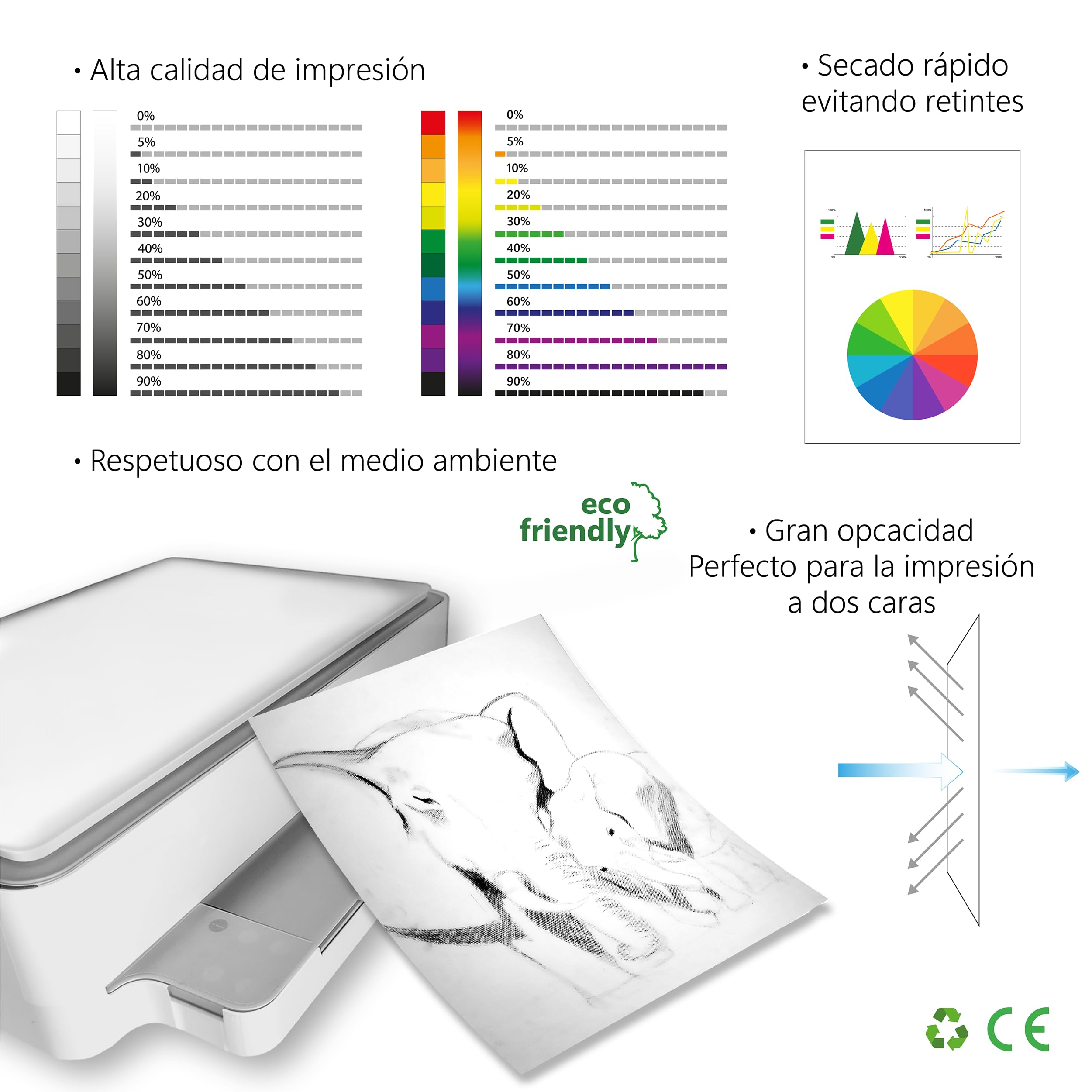 Folios Colores Pastel + Intensos A4 80 g 200 hojas Papel multifunción para Impresoras Inkjet y Láser 210 x 297 mm
