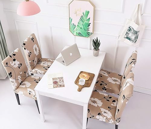 Vista 12 de ENOVA HOME Funda para silla de comedor moderna, elegante de poliéster y elastano, elástica, lavable, extraíble, suave y elástica