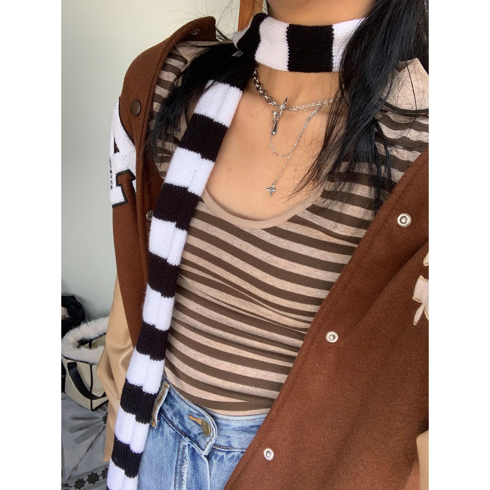 BYUTFA Damen Schal Langer Schmaler Gürtel - Y2K Style Halstuch 180x5cm