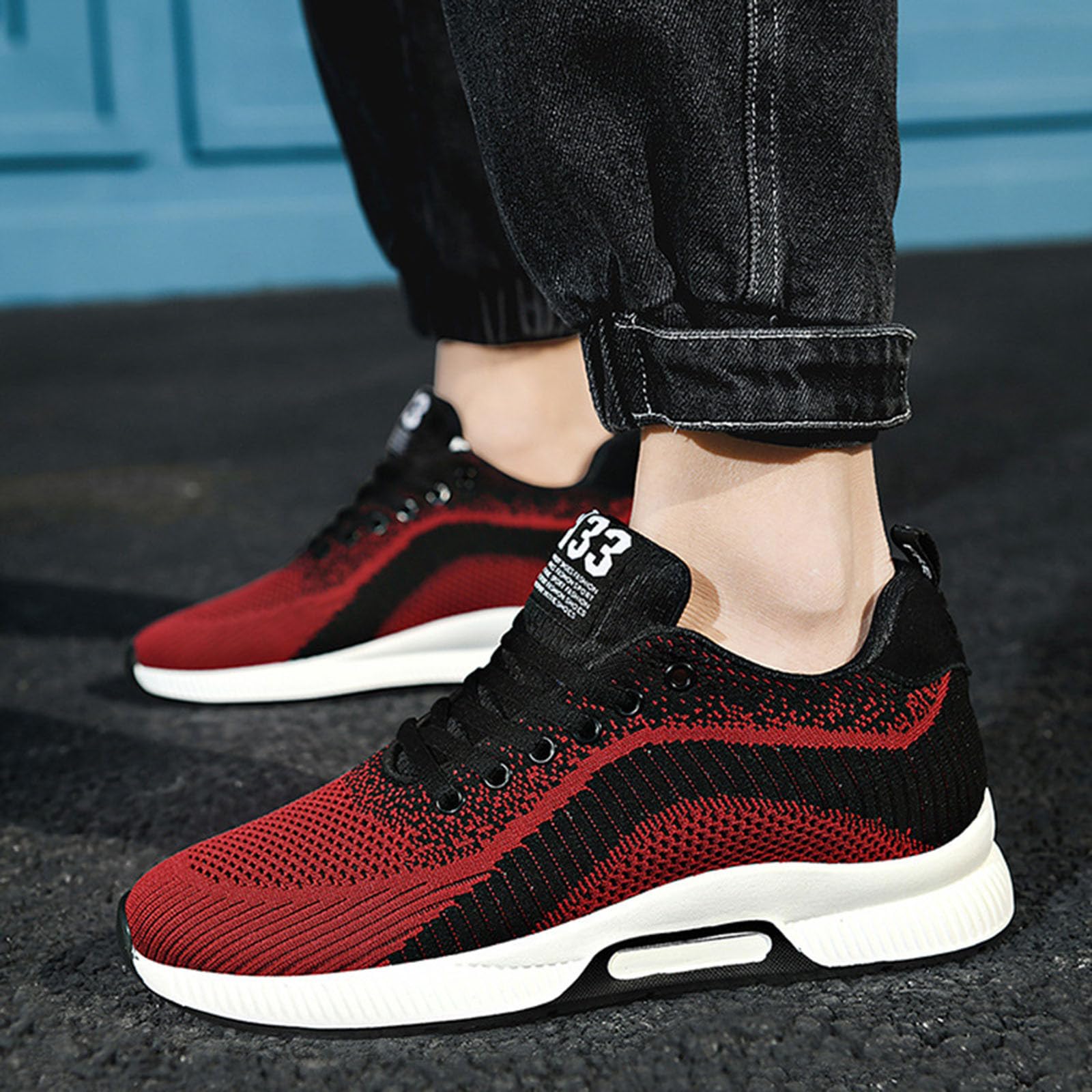 Zapatillas elevadoras para hombre de 10 cm de malla, zapatillas de cuña con cordones, tenis de deporte de malla calada, zapatillas suela gruesa flexible con bandas de punto | caminar, running ligero