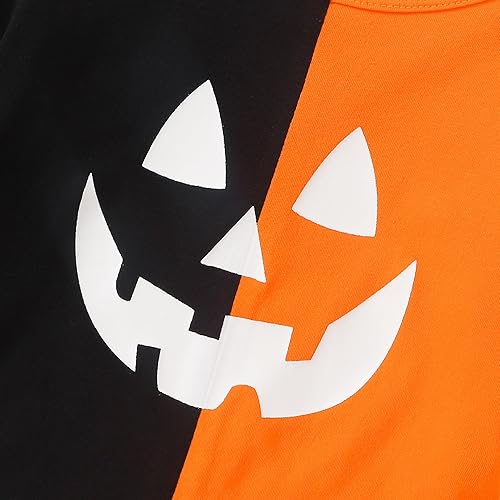 Miniatura 6 de YOUNGER TREE Disfraz de Halloween para bebé y niño pequeño, camiseta de manga larga, diseño de calabaza, sonrisa, dinosaurio, divertido disfraz