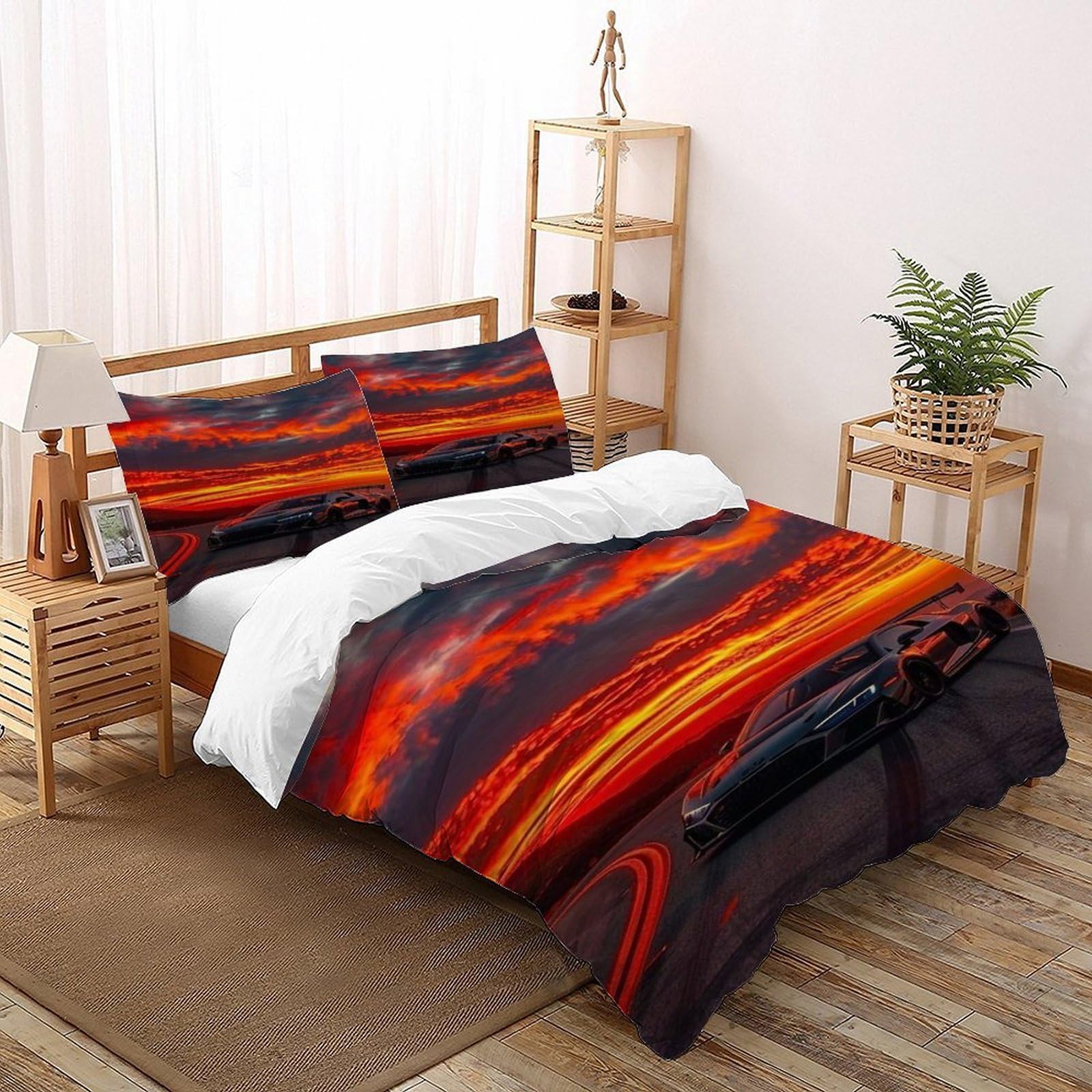 Parure de lit Aesthetic Sunset pour chambre adulte et enfant, housse de couette zippée