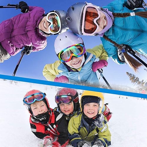 Miniatura 6 de Rngeo Lentes protectores para esquiar 2 unidades, anteojos protectores para snowboard para niños, niñas, jóvenes, hombres