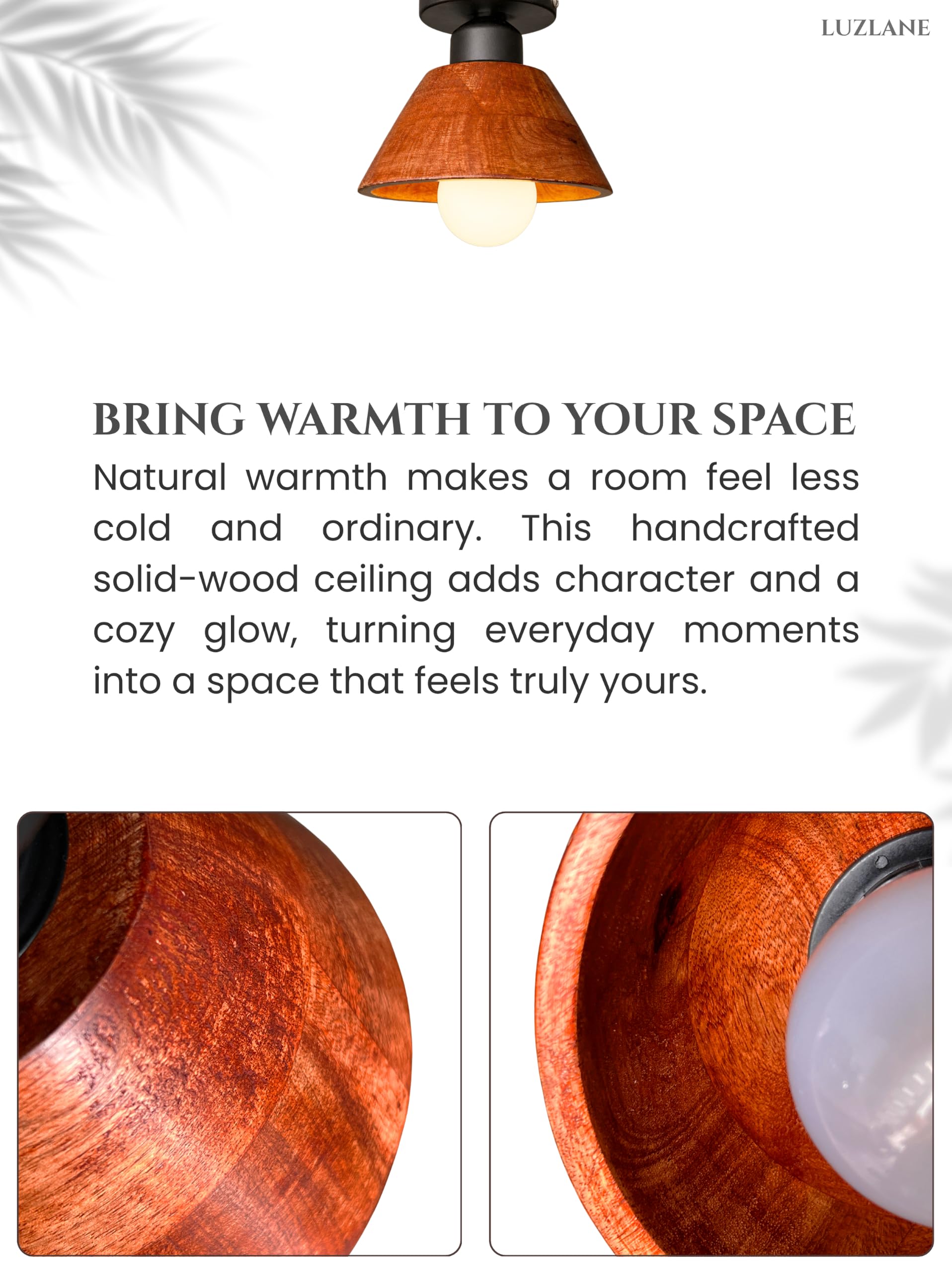 Walnut Wood Ceiling Light - Modern & Rustic -5 Walnut Wood Ceiling Light - Modern & Rustic -5