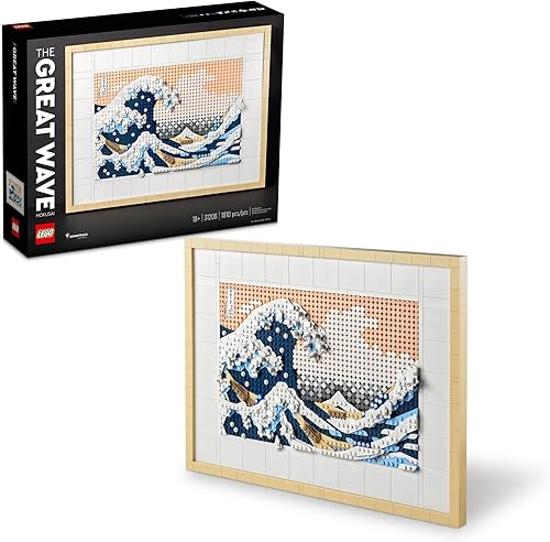 Miniatura 7 de LEGO Art Hokusai  The Great Wave 31208, kit de manualidades de arte de pared japonés 3D, lienzo enmarcado del océano, pasatiempos de actividades