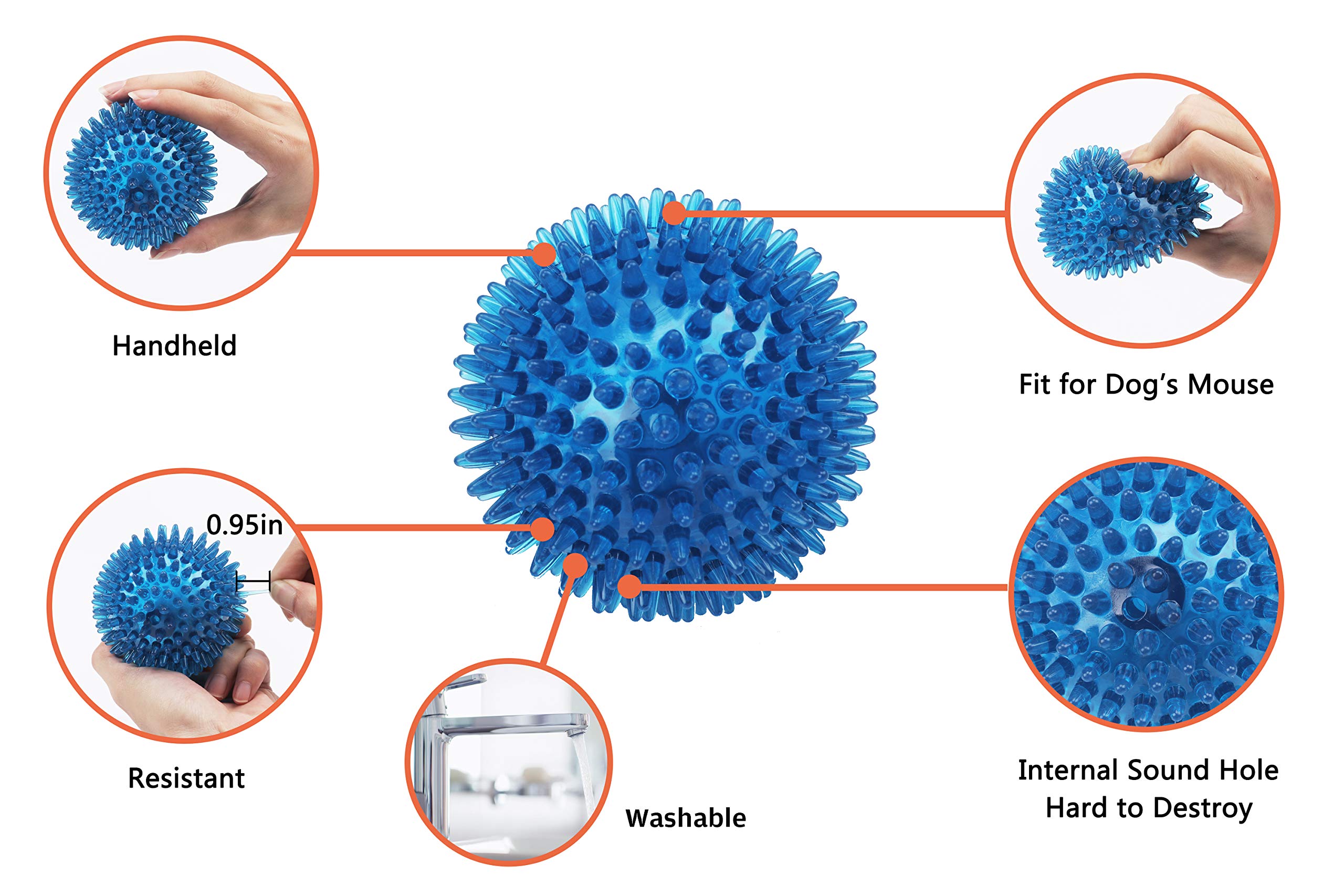 Ycozy 3 Pack Dog Squeaky Toys for Medium/Large Dogs Aggressive Chewers TPR Rubber Dog Chew Toys Puppy Teething Toys Resistant Storage Bag Included