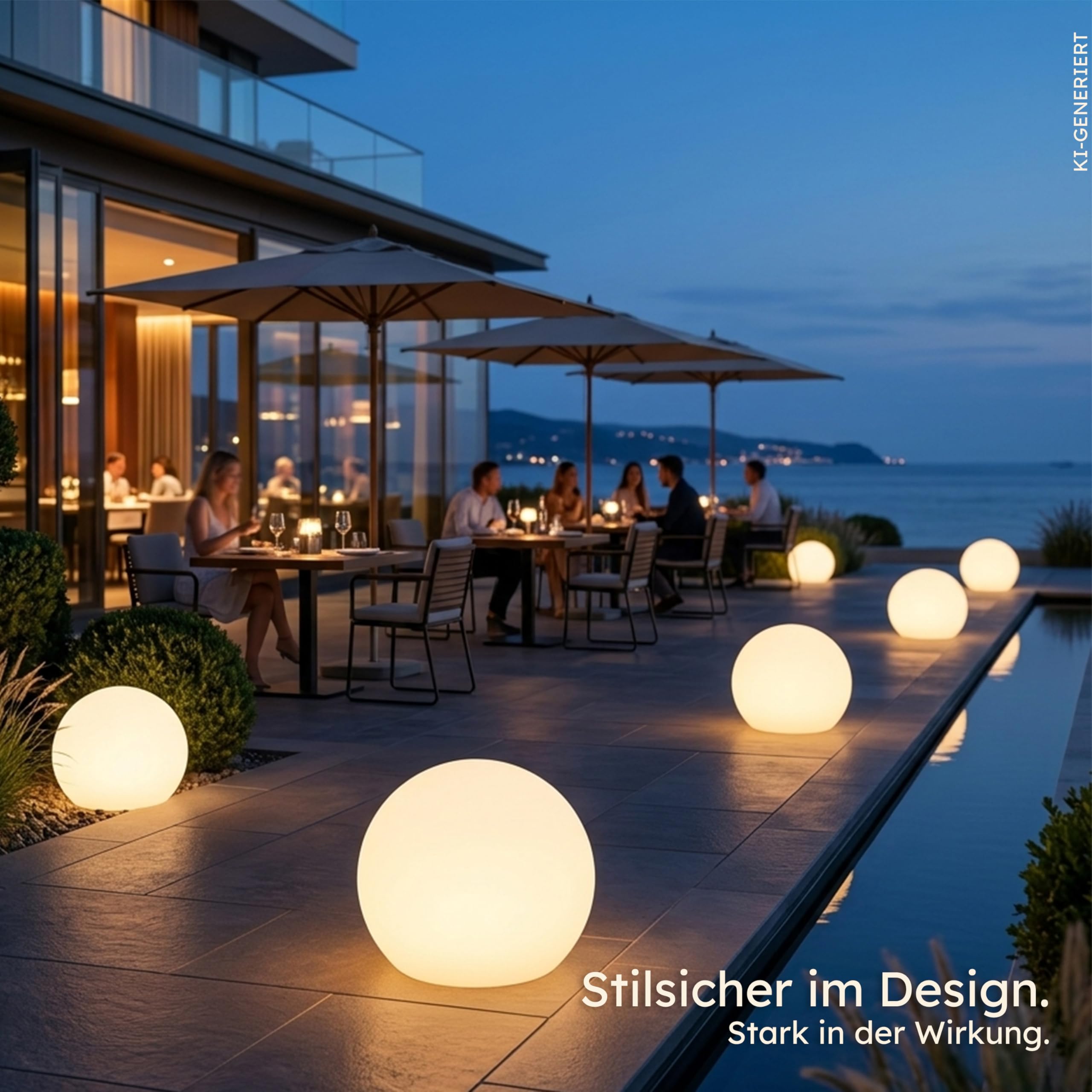 Esotec Solarkugel für den Garten Siena 40, multicolor, 40cm, Fernbedienung, USB, 16 Leuchtfarben, Akku, Solarmodul, Erdspieß, Solarleuchte, Kugelleuchte, außen, winterfest, wetterfest, 102892