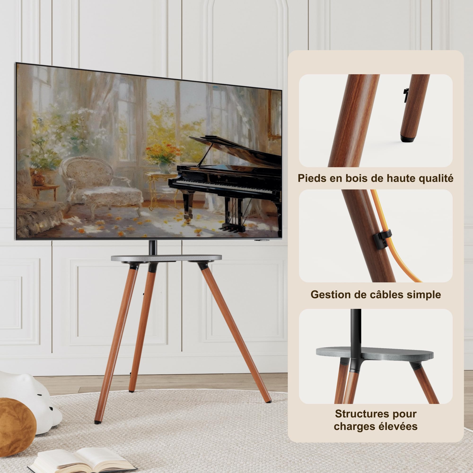Chevalet TV pour écran LCD LED OLED de 43 à 65 pouces jusqu'à 35 kg