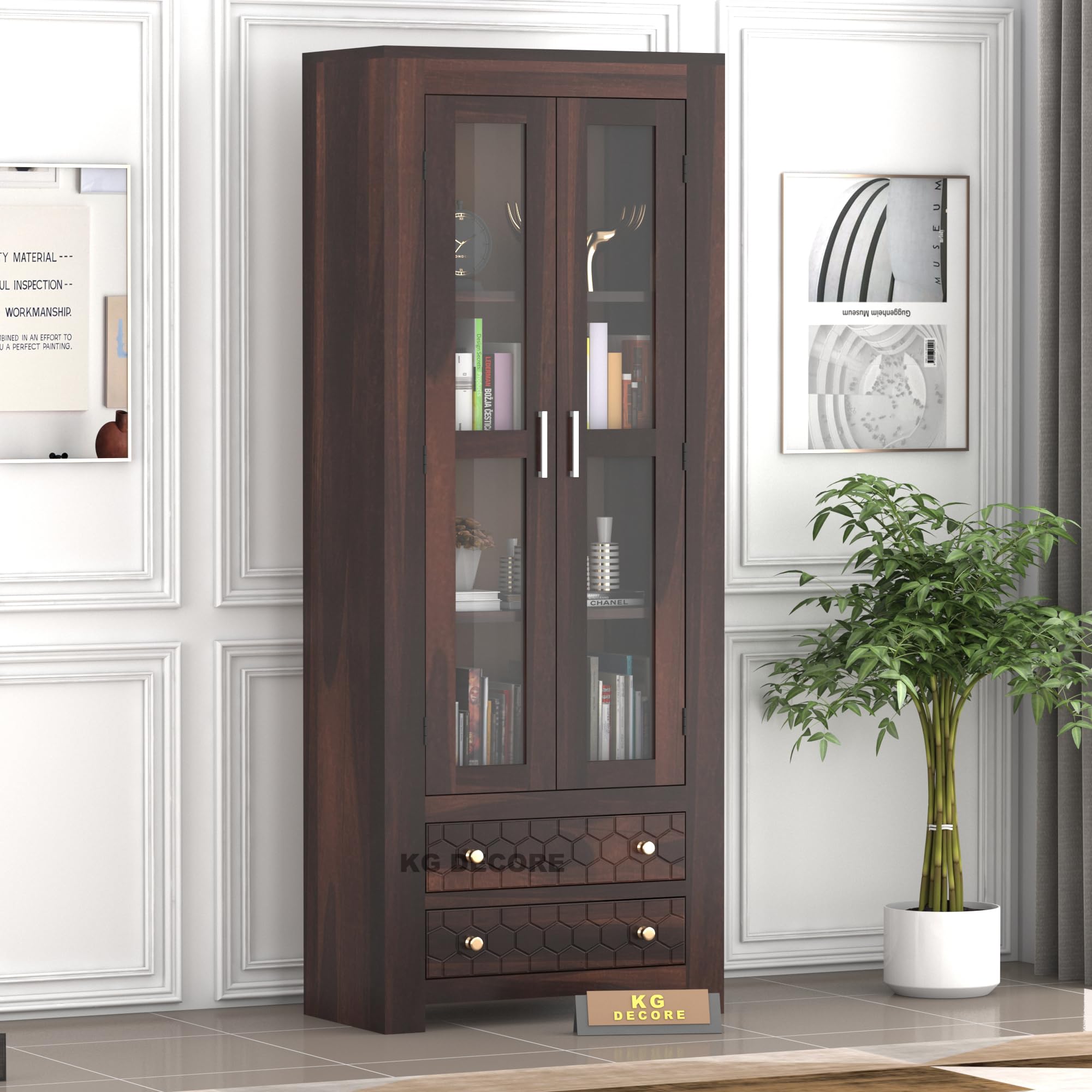 KG DECOR Sheesham Wooden Book Shelf for Home Library | Books