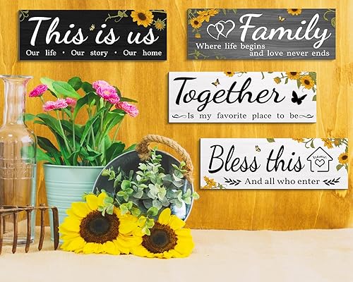 Miniatura 3 de 4 carteles de decoración de pared con girasol, This is UsTogetherBless This HomeFamily Hallway, decoración de pared para sala de estar, dormitorio,