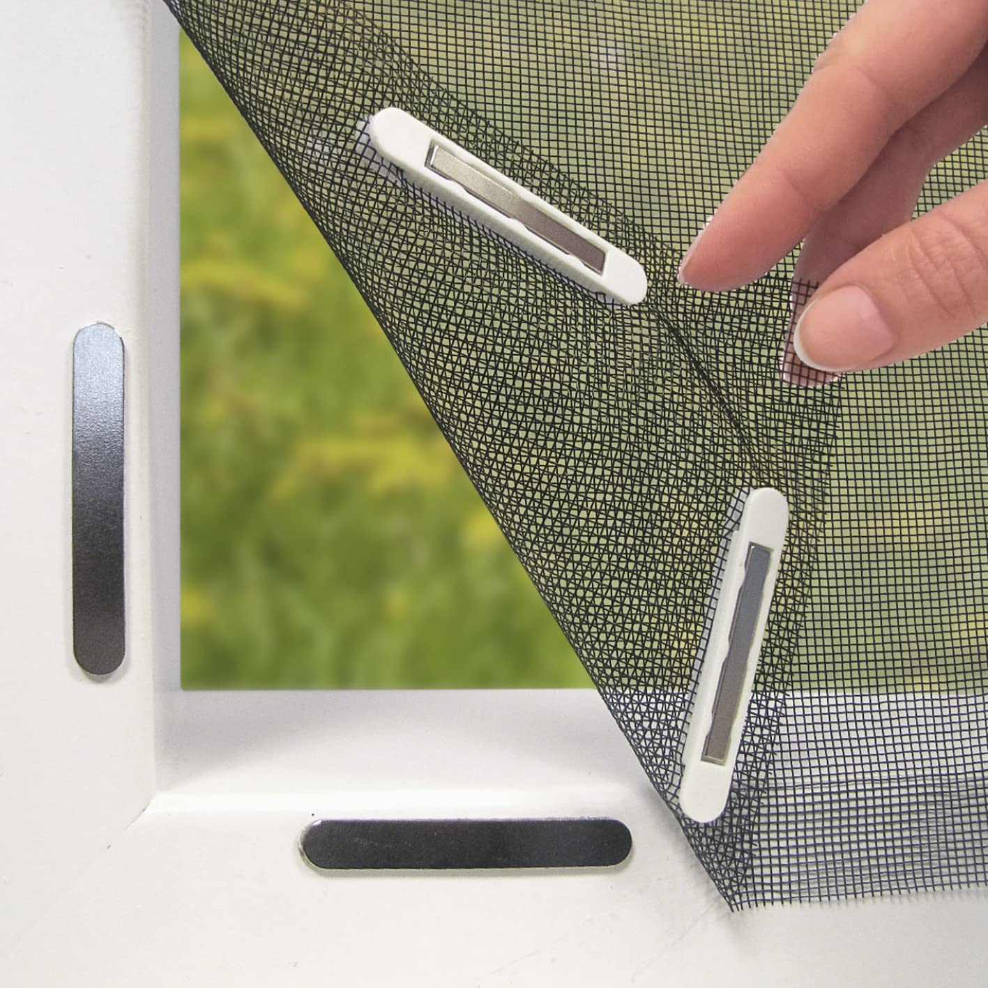 Hoberg Window flyscreen with Innovative Magnetic Fastening | Can be Individually Cut to Size up to 150x130 cm, no Drilling or screwing |16 Magnetic Clips