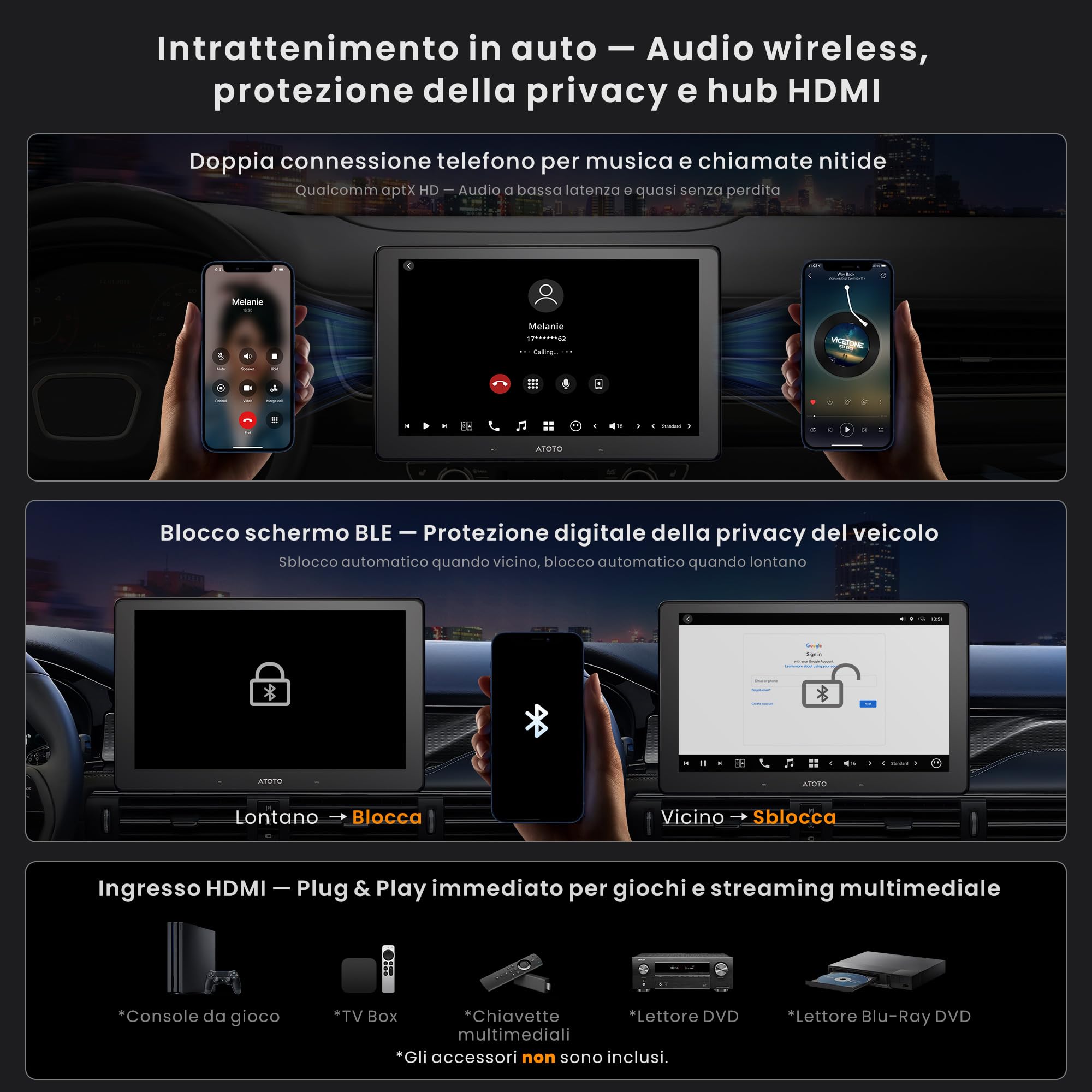 ATOTOZONE 10" QLED DAB AI Autoradio 2 Din Android, 8G+128G, Carplay Senza Fili & Android Auto, 4G LTE, DSP & 36B-EQ, Audio 7.1.2 Canali, Ingresso HDMI, 2 Wifi & Bluetooth, Tracciamento GPS, X10DG211E