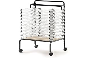 Copernicus Wide 20-Shelf Spring-Loaded Rolling Art Drying Rack for Classrooms and Art Studios