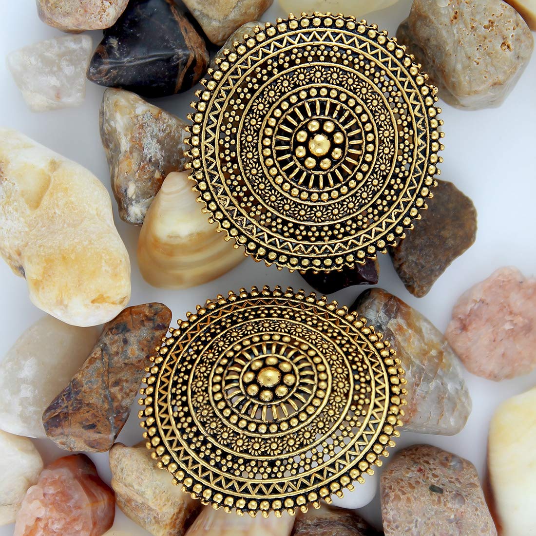 Set of 2 Oxidised Plated Tops Earrings