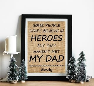 Personalized Father's day gift for Dad, I Believe in Love at first Sight -Father's burlap print, Gift from kids, Father's Day Gift (Frame NOT Included)