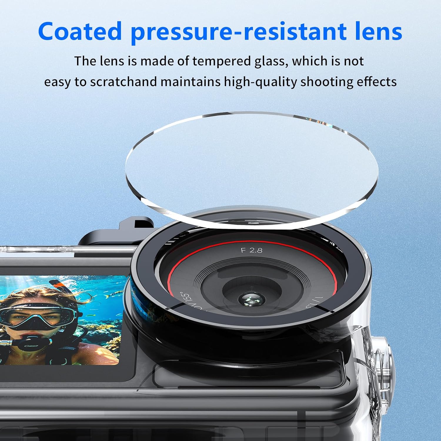 Waterproof Case with Floating Handle Compatible with DJI Osmo Action 3/4/5 Pro, 164FT/50M Underwater Dive Housing Protective Camera Case for Diving, Snorkeling, Surfing, Swimming, Kayaking