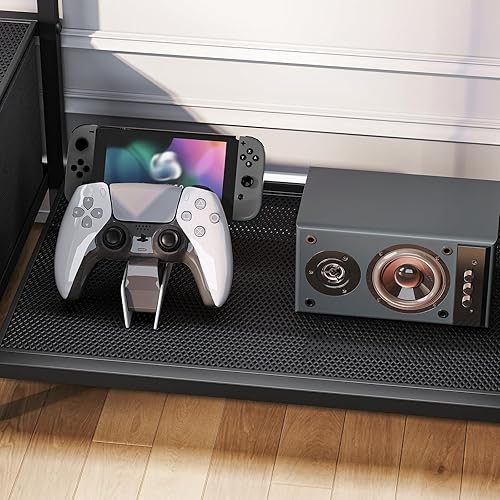 Miniatura 8 de HOOBRO Soporte de TV LED con almacenamiento, centro de entretenimiento LED con estantes abiertos y cajón, se adapta a televisores de hasta 55